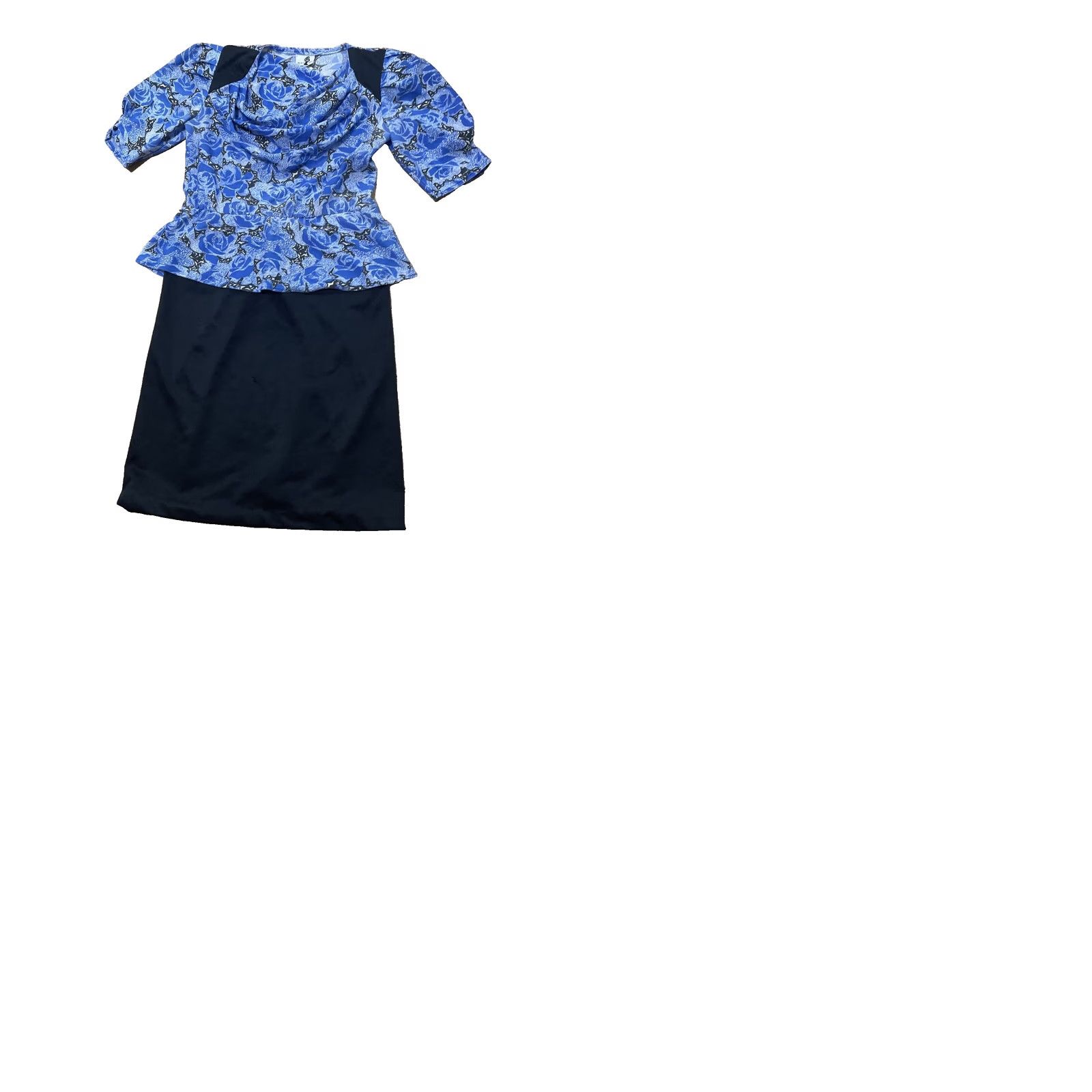 Vintage VINTAGE Nicki's Girl Sheath Dress Shirt Dress 80s Floral Blue Knee Length Ruched Peplum Cowl Neck Women Size 2 Girls Mens Womens Size XS / US 0-2 / IT 36-38 - 12 Thumbnail