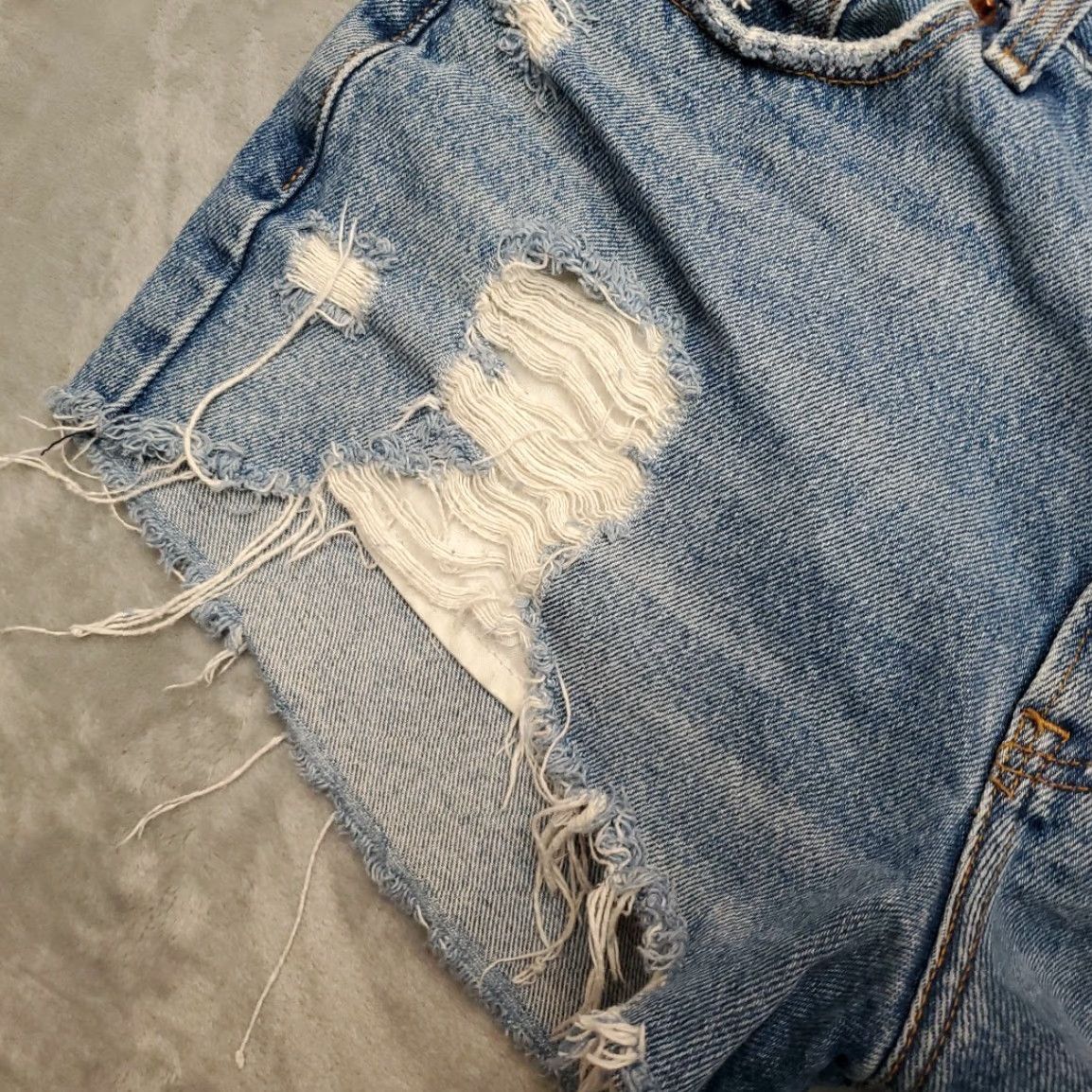 Abercrombie & Fitch Abercrombie & Fitch Shorts Women 29 Blue Denim Booty Biker Y2K Micro Mini Grunge Size 29" - 4 Thumbnail
