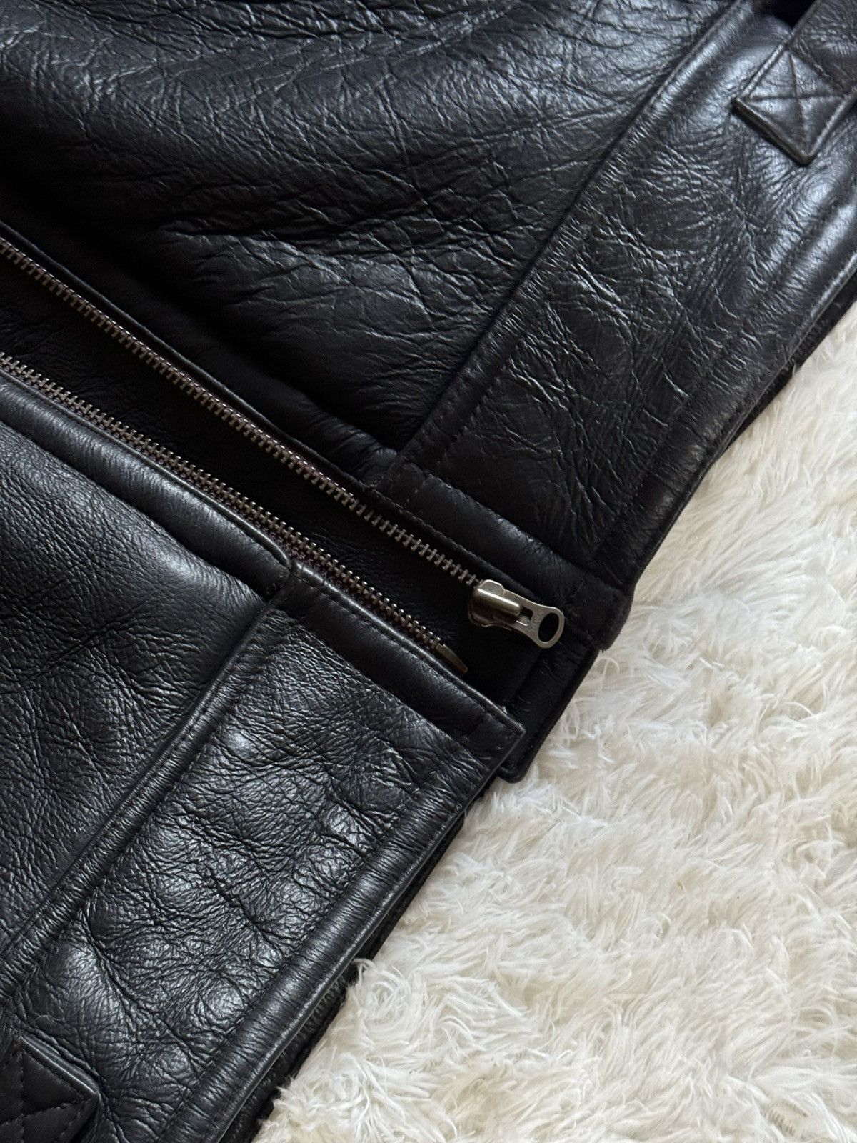 Japanese Brand Lakeland black leather shearling wool aviator jacket Size US L / EU 52-54 / 3 - 9 Thumbnail
