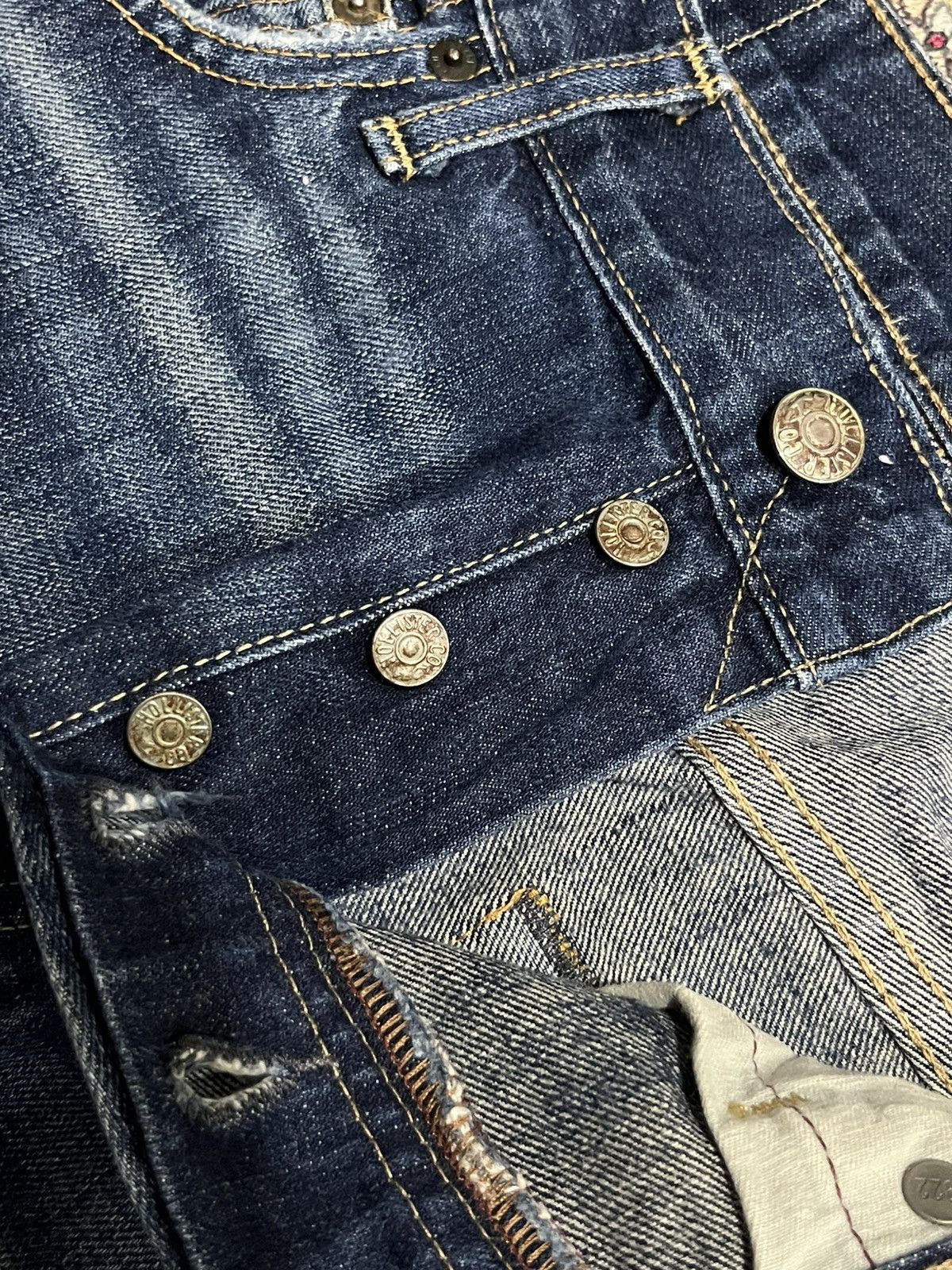Hollister × Midwest Kids Hollister Boomer Low Rise Slim Bootcut Dark Blue Flare Jeans Size US 32 / EU 48 - 7 Thumbnail