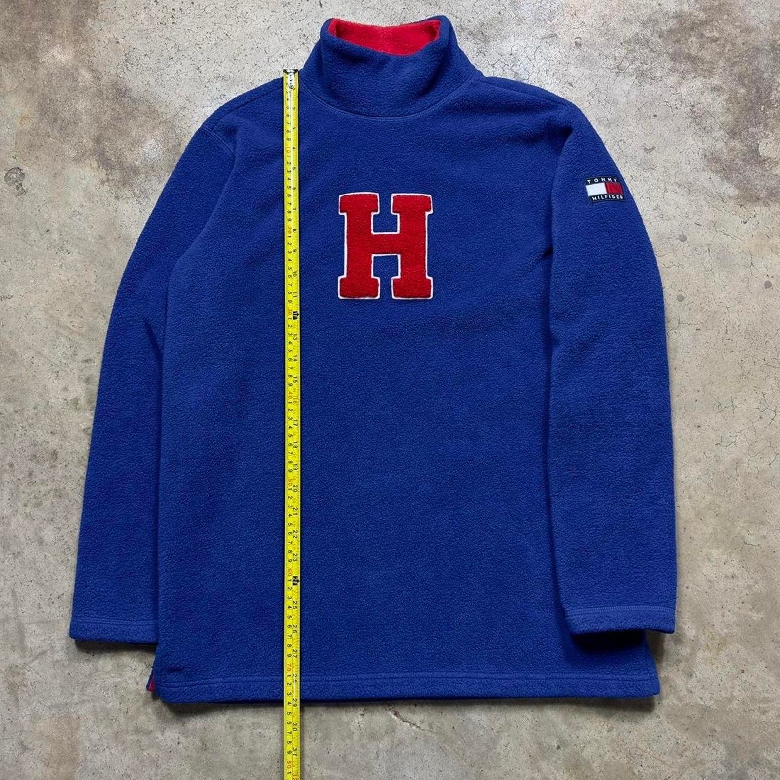Tommy Hilfiger × Vintage Tommy Hilfiger Blue Varsity Style Fleece Sweatshirt Size M / US 6-8 / IT 42-44 - 4 Thumbnail