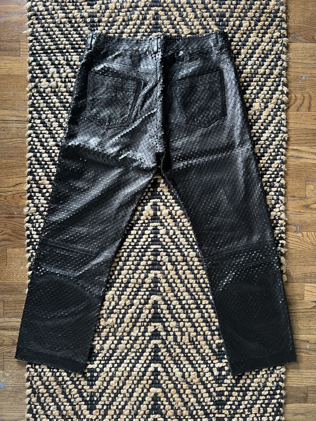Helmut Lang Helmut Lang SS01 Black Perforated Leather Straight Leg Pants Size US 32 / EU 48 - 2 Thumbnail
