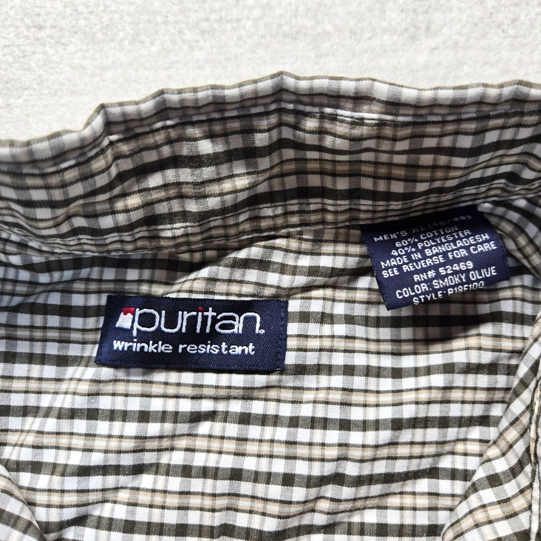 Vintage Puritan Shirt Plaid Button-Up Short Sleeve Adult XL Brown Plaid Checkered Cotton Blend USA Classic Casual Shirt Mens XL Size US XL / EU 56 / 4 - 2 Thumbnail