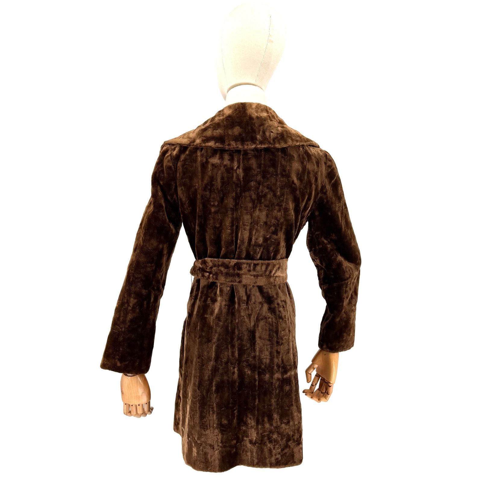 Vintage Vintage 50s Chocolate Brown Copper Faux Fur Belted Wrap Coat Size M / US 6-8 / IT 42-44 - 5 Thumbnail