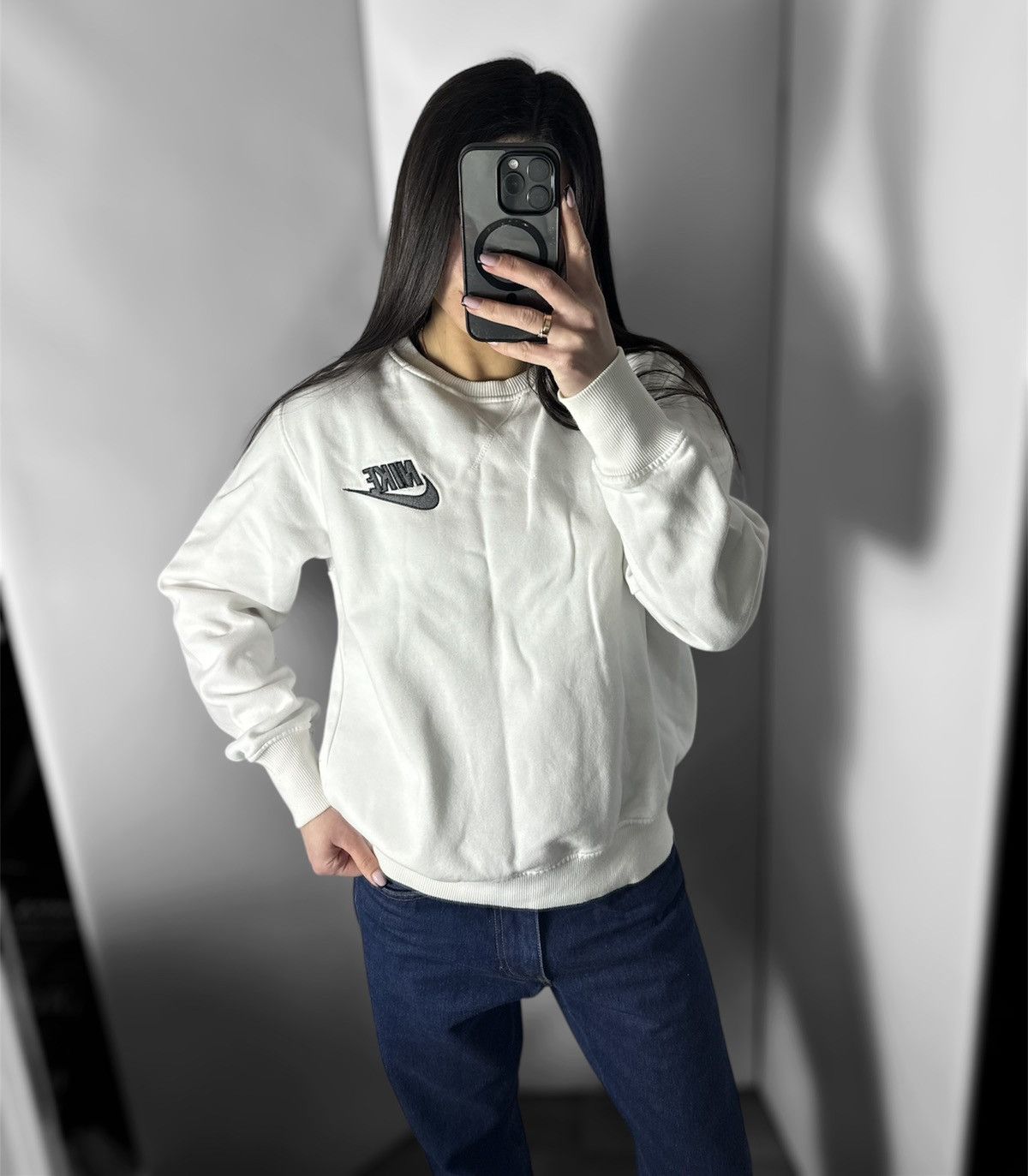 Nike × Vintage Vintage Nike sweatshirt logo size M white Size M / US 6-8 / IT 42-44 - 11 Thumbnail