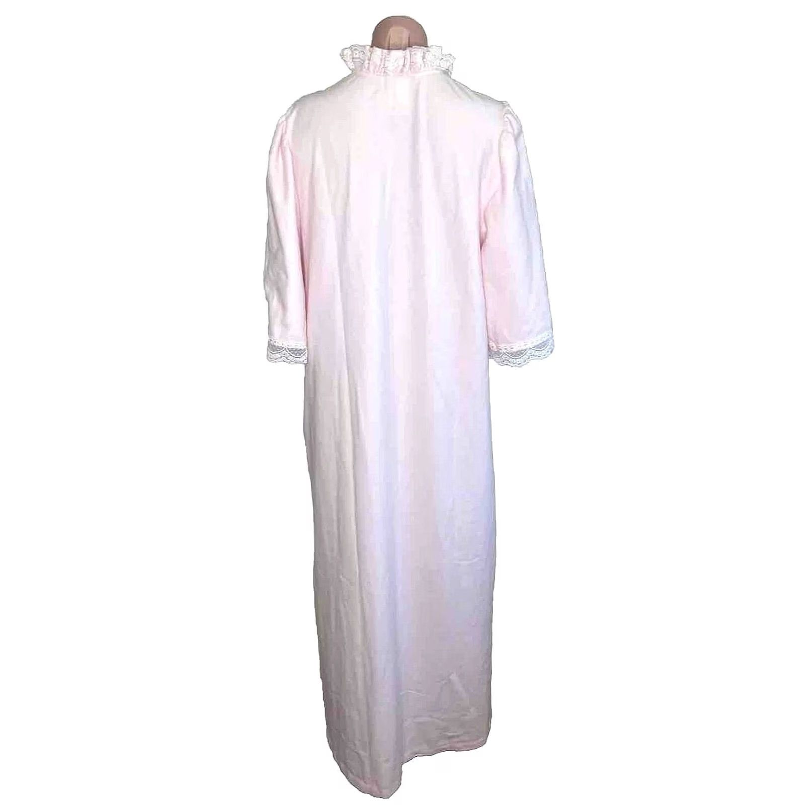 Vintage Gilligan O’malley Robe Womens L Pink Maxi Full Zip Gown New Lace, Women's — image 2 of 6