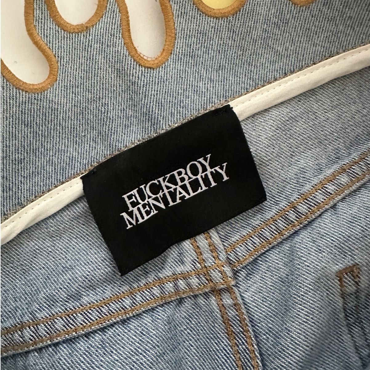 Other FUCKBOY MENTALITY Hot Flame Day Jeans Light Wash Gold 36x32 Size US 36 / EU 52 - 8 Thumbnail