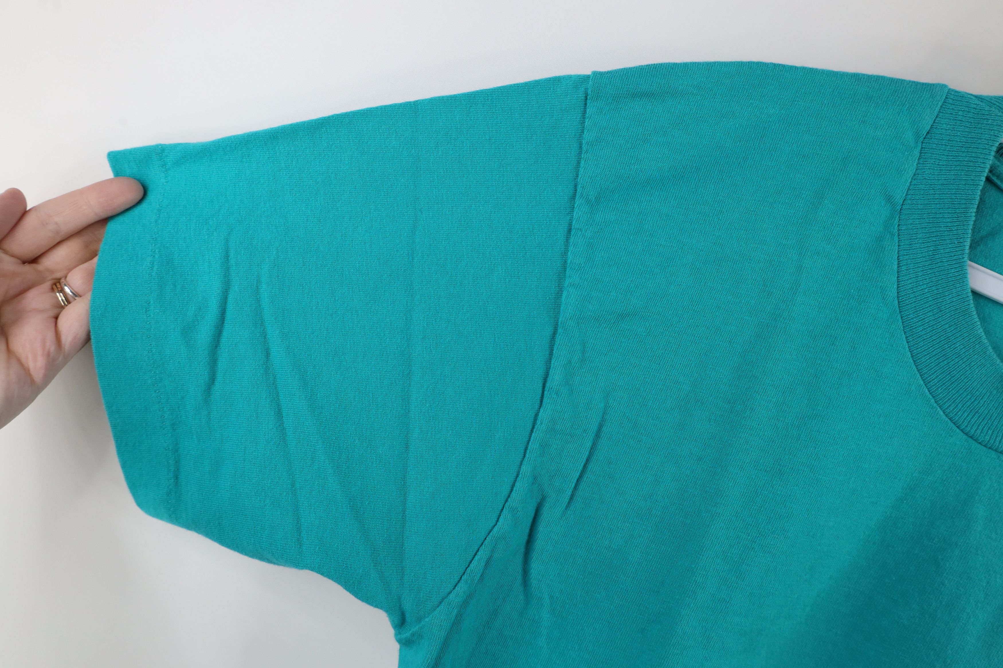 Vintage Vintage 90s Streetwear Blank Pocket T-Shirt Cotton Teal USA Size US M / EU 48-50 / 2 - 5 Thumbnail