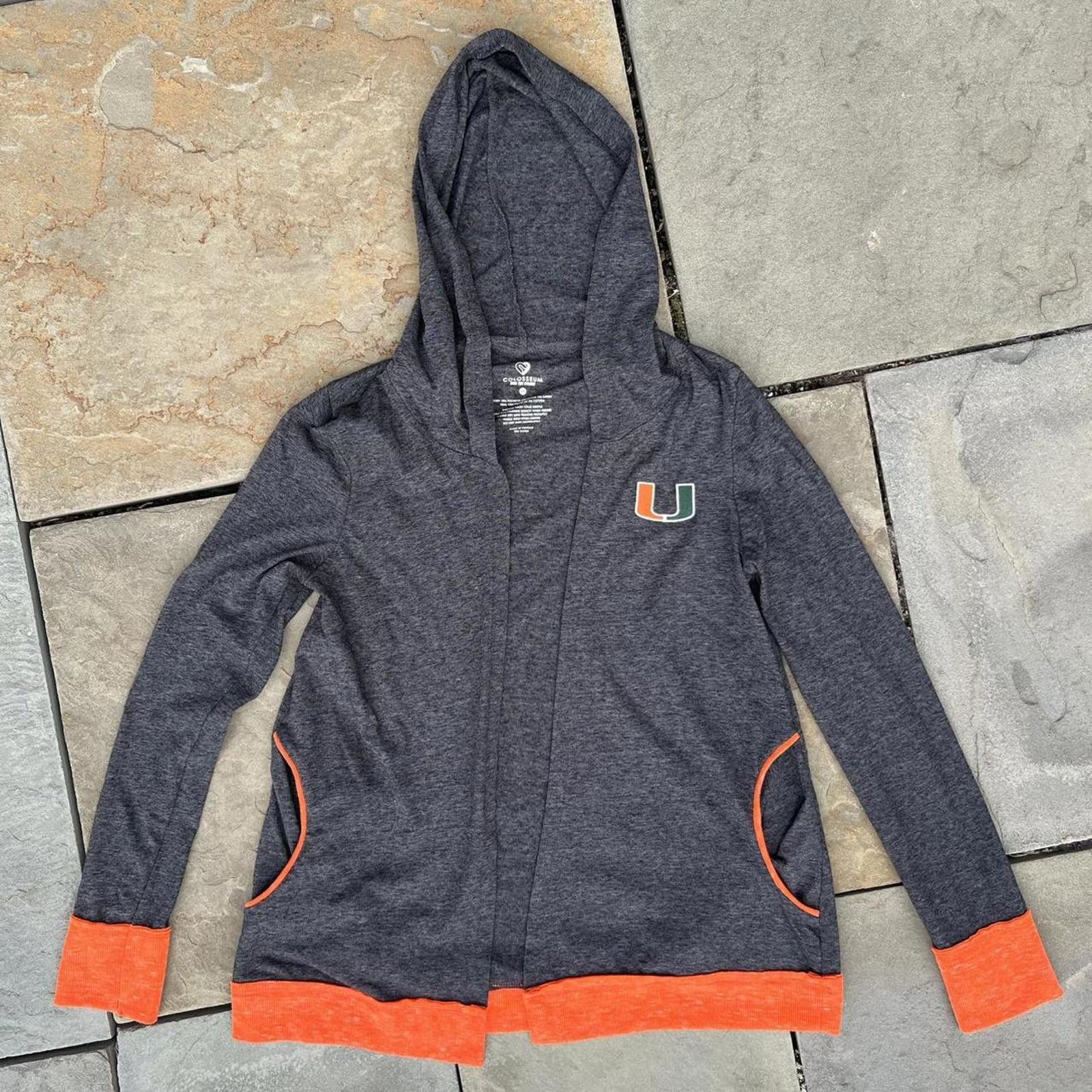 Colosseum Athletics University of Miami Grey Heather + Orange Open Hoodie Size M / US 6-8 / IT 42-44 - 1 Thumbnail