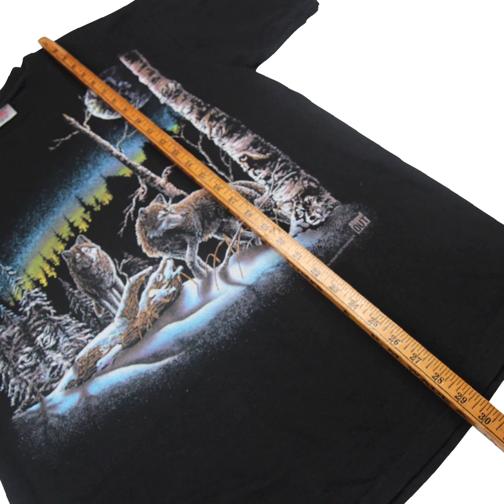 Vintage VINTAGE Wolf Abstract Graphic T Shirt Men L Black Size US L / EU 52-54 / 3 - 7 Thumbnail