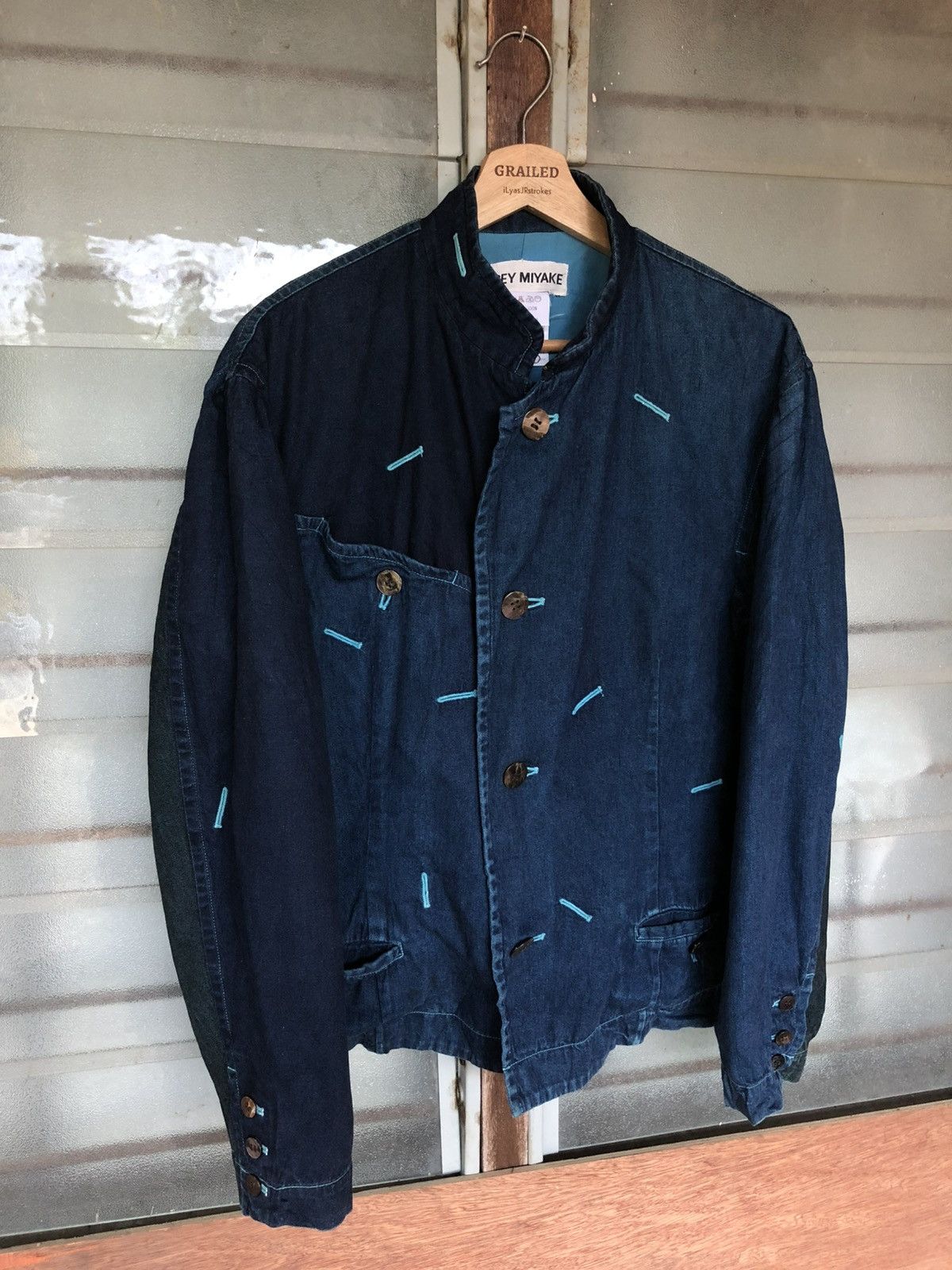 Issey Miyake Fall Winter 1993's Issey Miyake Chambre Denim Jacket Size US L / EU 52-54 / 3 - 9 Thumbnail