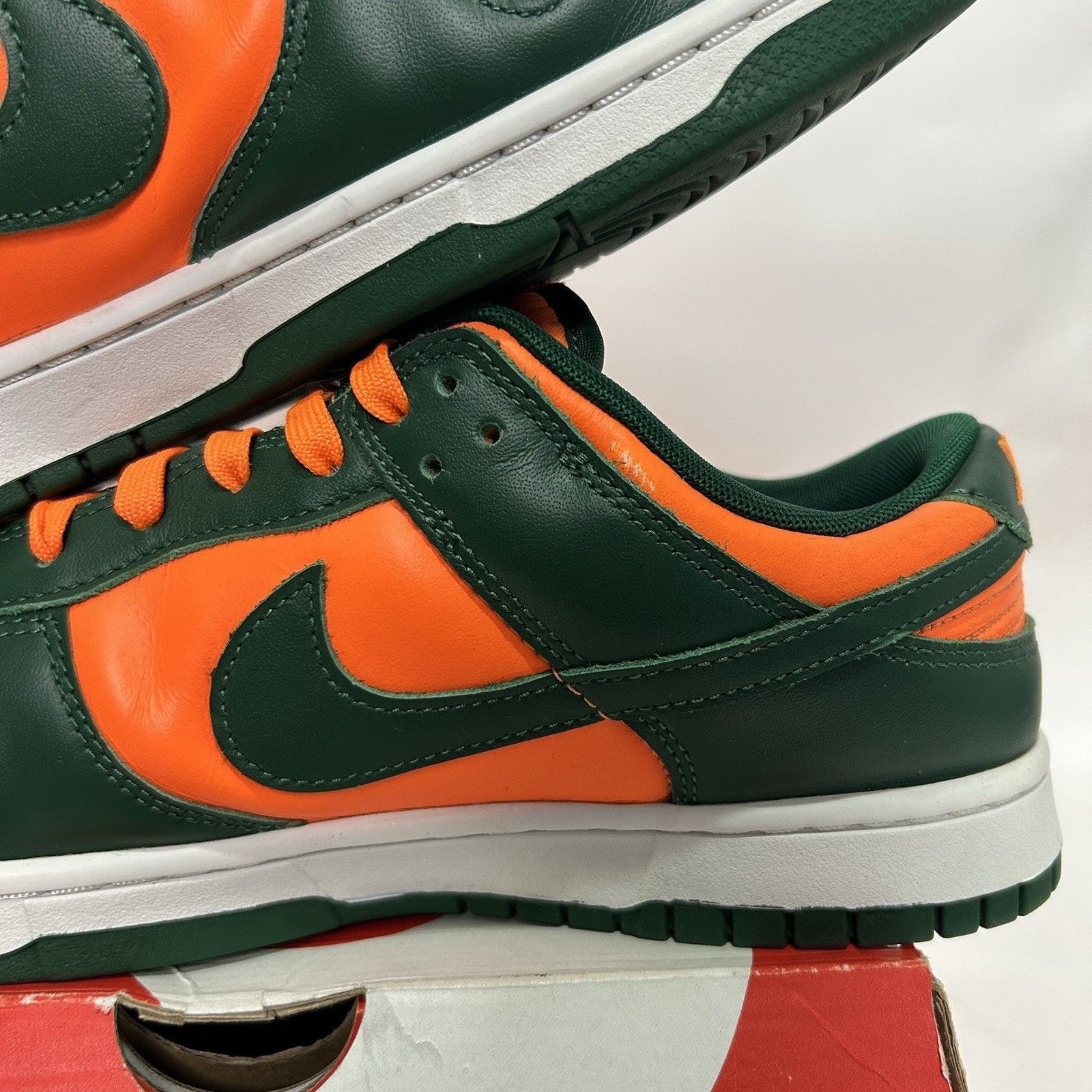 Nike Nike Dunk Low Retro “Miami Hurricanes/Gorge Green” Size US 10 / EU 43 - 9 Thumbnail