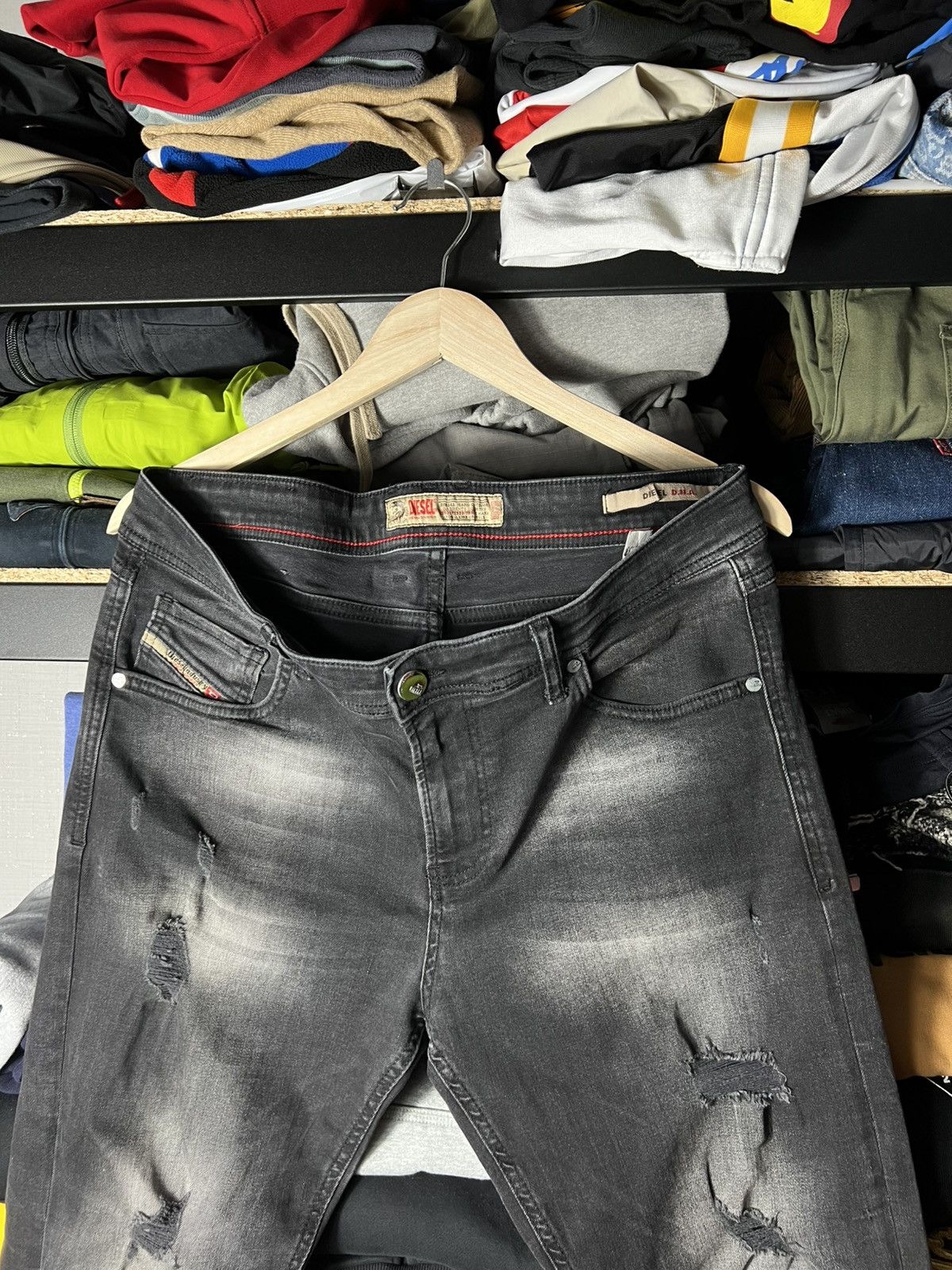 Diesel 👖 Diesel Denim Division Vintage Distressed Slim Jeans Size US 33 - 2 Thumbnail