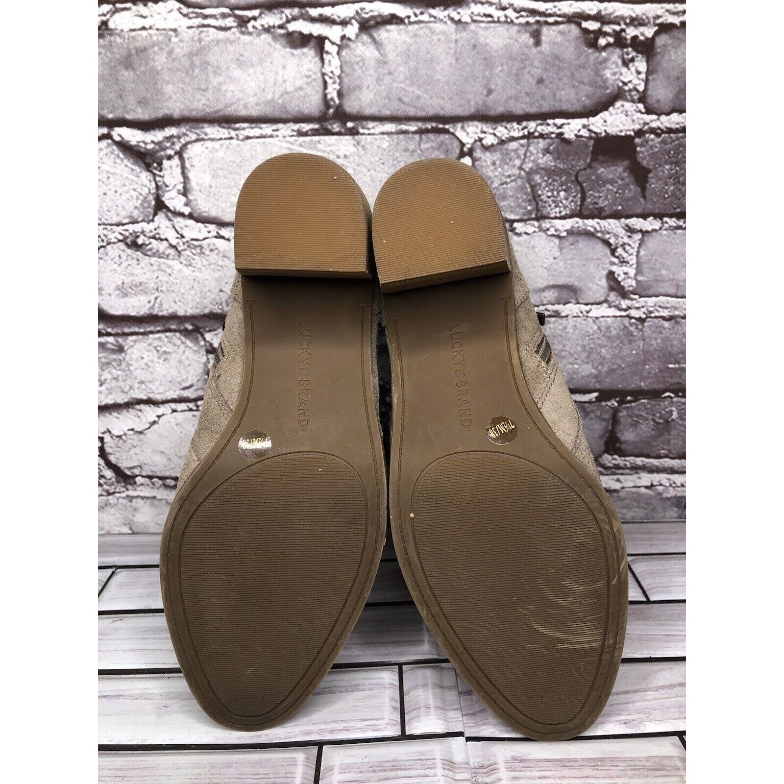 Lucky Brand Lucky Brand Ponic Taupe Tan Suede Cutout Block Heel Booties Size US 7.5 / IT 37.5 - 8 Thumbnail