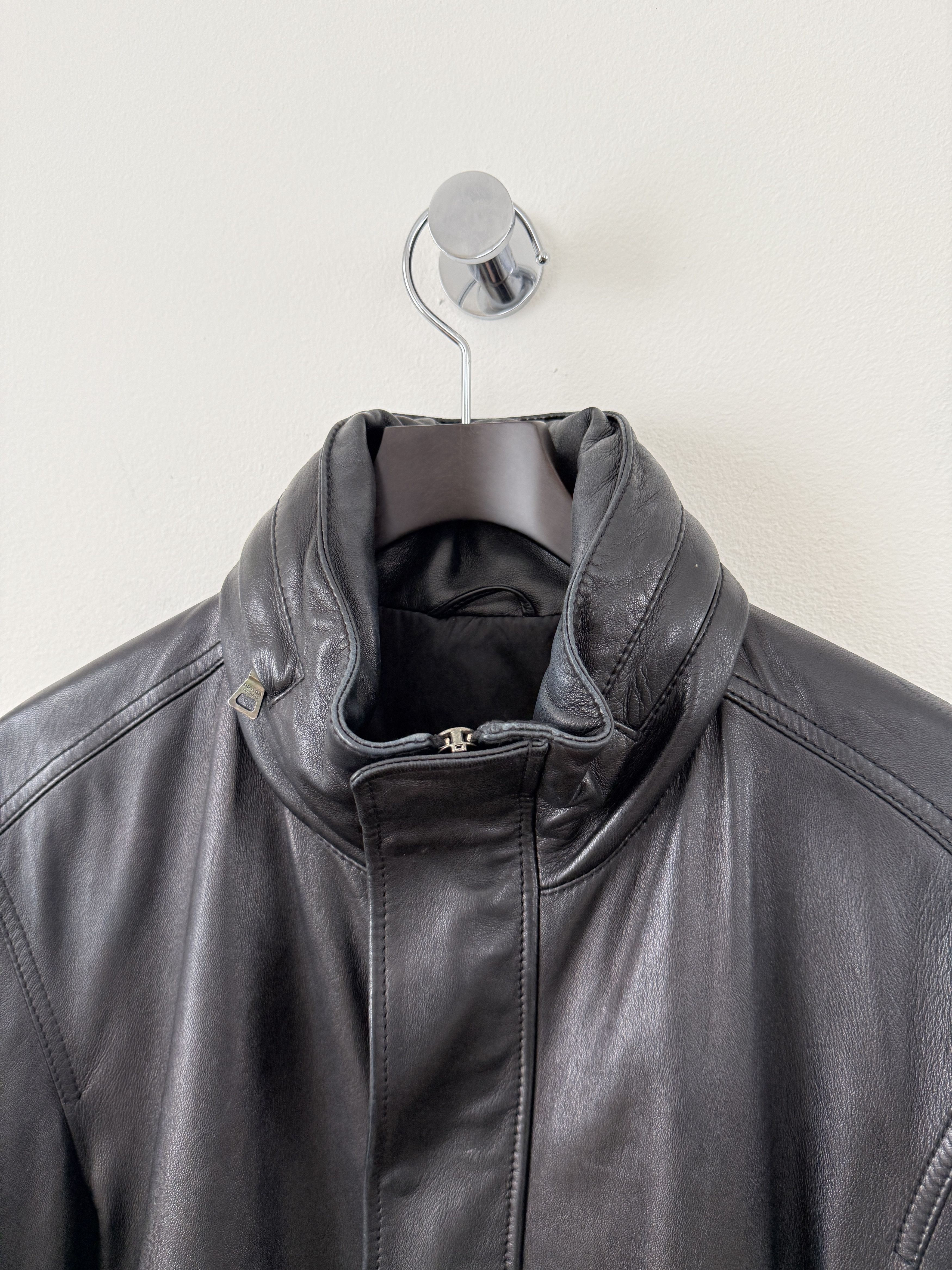 Prada 2000s Leather Moto Jacket Size US L / EU 52-54 / 3 - 7 Thumbnail