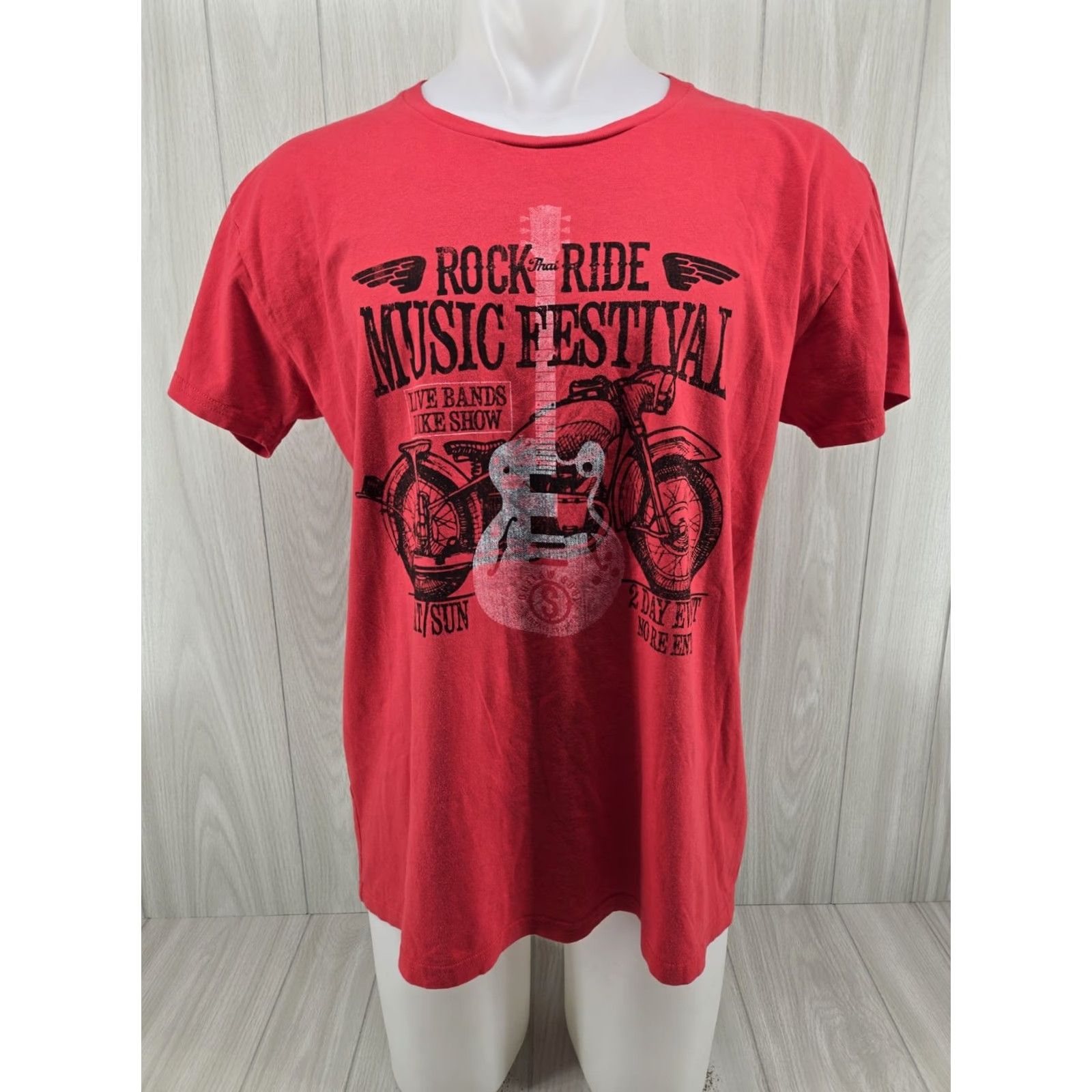 Vintage Outlaw Soul Rock that Ride Music Festival T-Shirt Red Large Mens Short Sleeve Crew Neck Graphic Print 100% Cotton Size US L / EU 52-54 / 3 - 2 Thumbnail