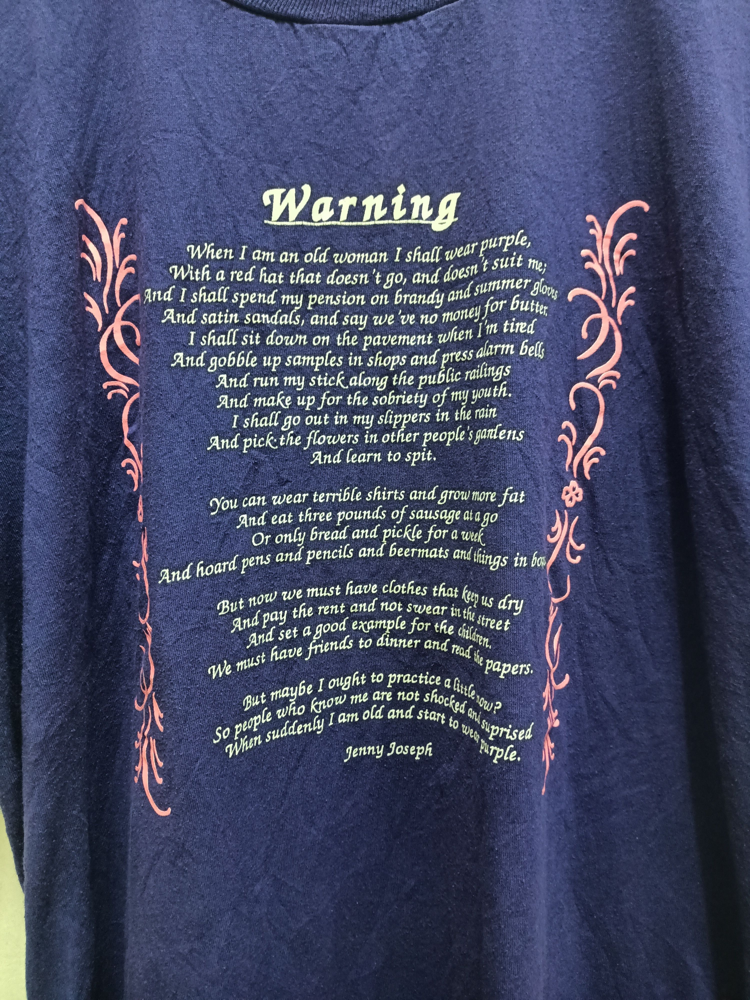 Vintage Vintage Warning poem by Jenny Joseph art t-shirt Size US XL / EU 56 / 4 - 2 Thumbnail
