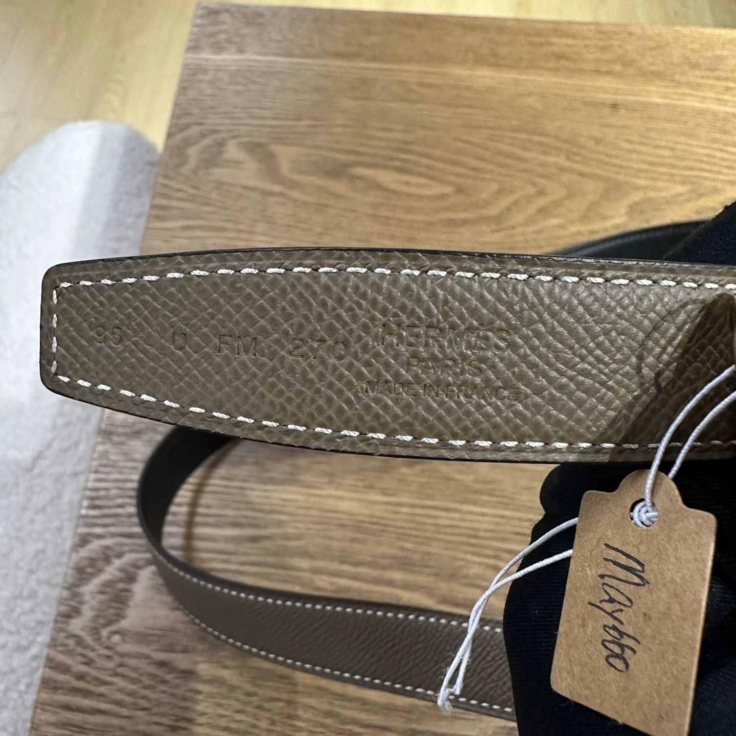 Hermes Hermes may660 H Buckle Elephant Gray Belt Size ONE SIZE - 3 Thumbnail