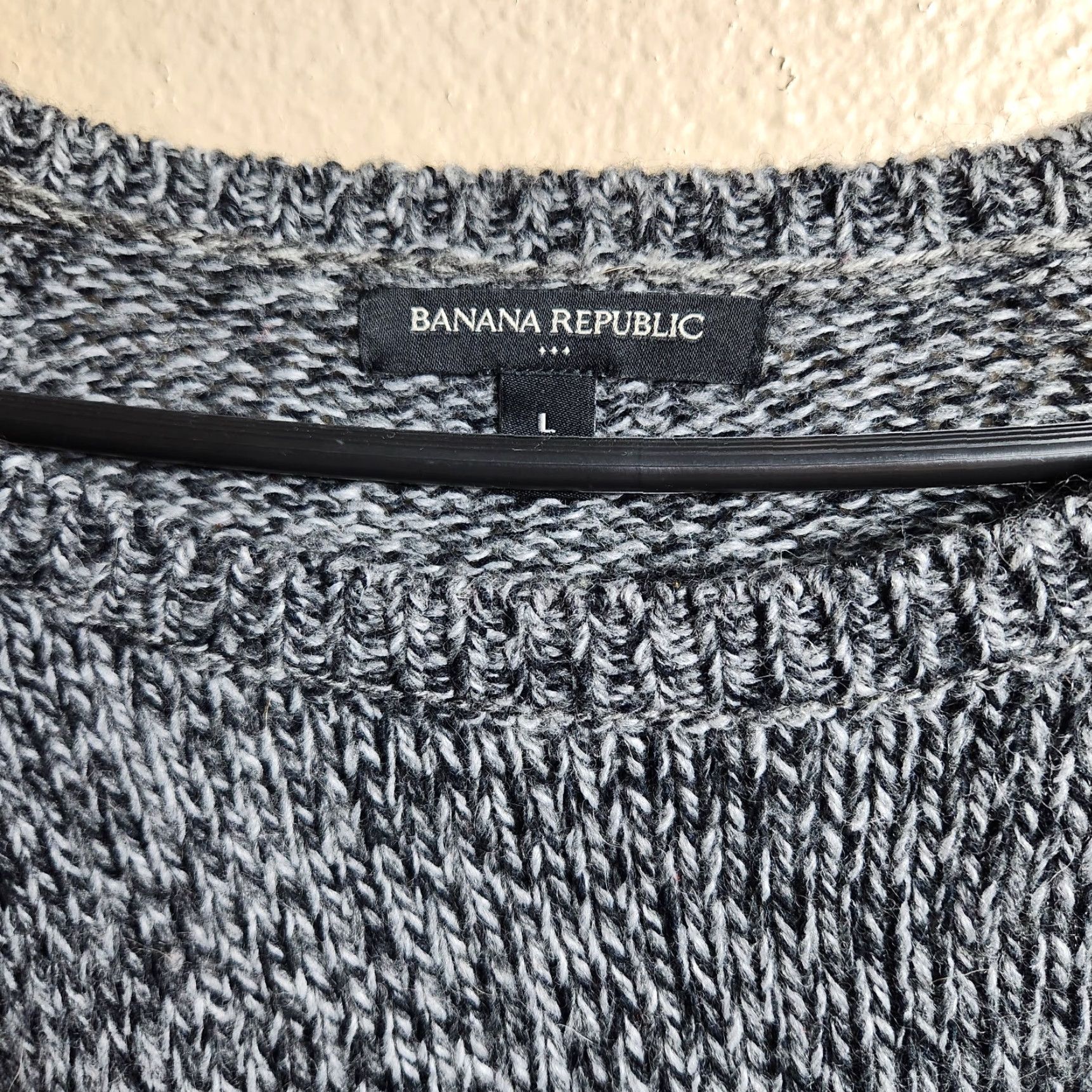 Banana Republic Banana Republic Womens Gray Marled Semi-Cropped Round Neck LS Sweater-Size L Mens? Size L / US 10 / IT 46 - 2 Thumbnail