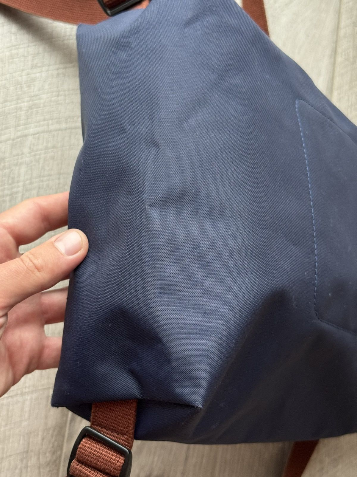 Longchamp Longchamp Le Pliage Navy Brown Blue Nylon Backpack USED Size ONE SIZE - 12 Thumbnail