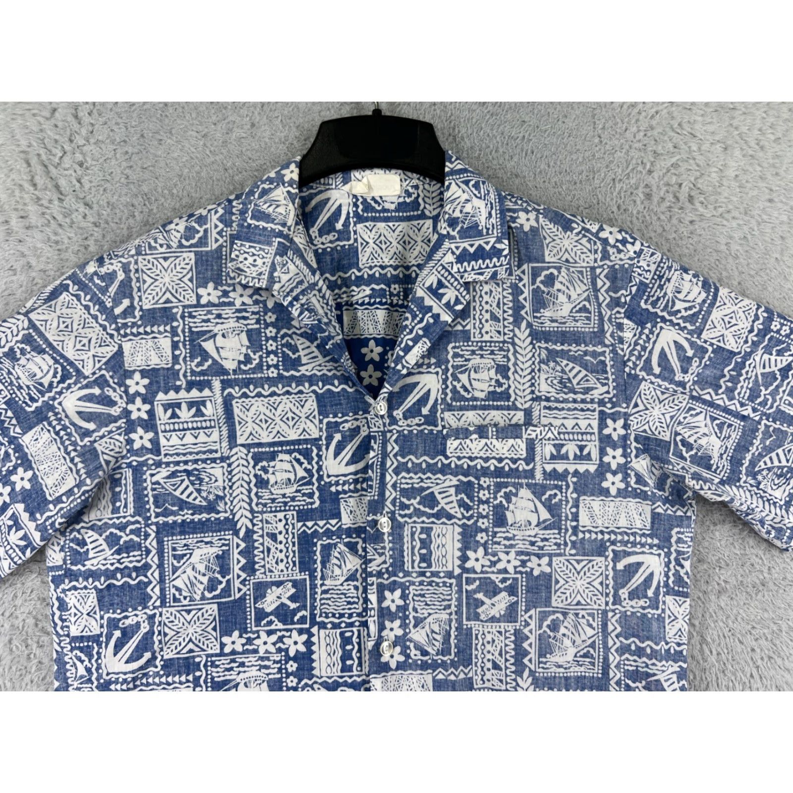 Vintage P&L Fashion Shirt Mens Blue White Floral Button-Up Casual Hawaiian Resort Aloha Travel M Medium Mens Shirts Size US M / EU 48-50 / 2 - 6 Thumbnail