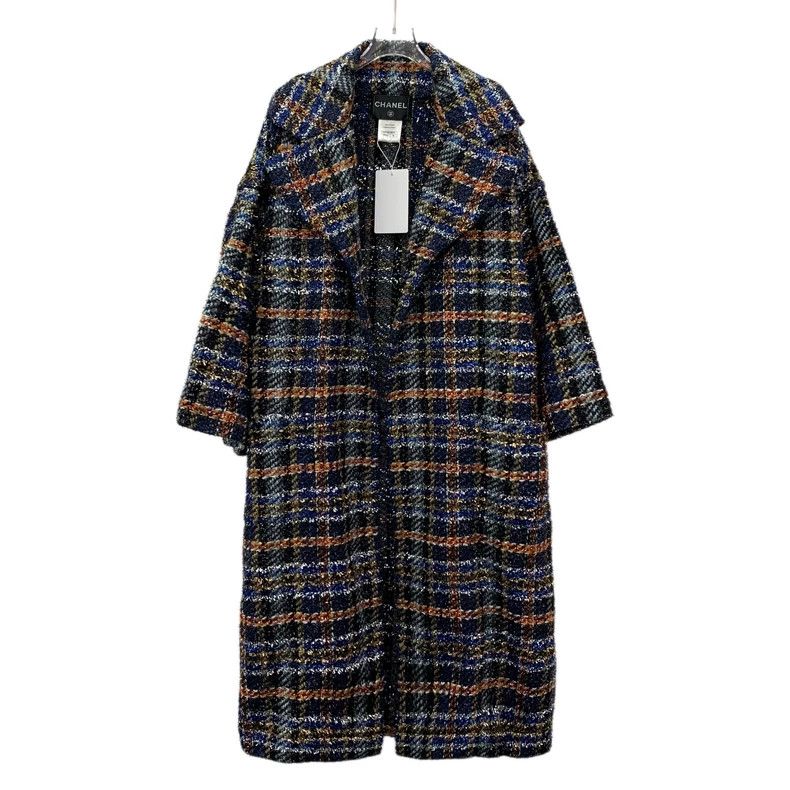 Chanel Tweed Plaid Wool Coat