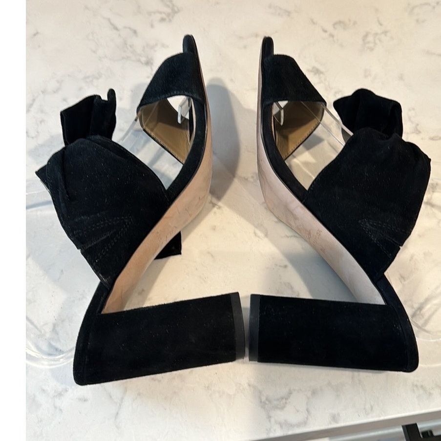 Ann Taylor Ann Taylor black suede bow block slide heels classic chic Size US 7 / IT 37 - 5 Thumbnail