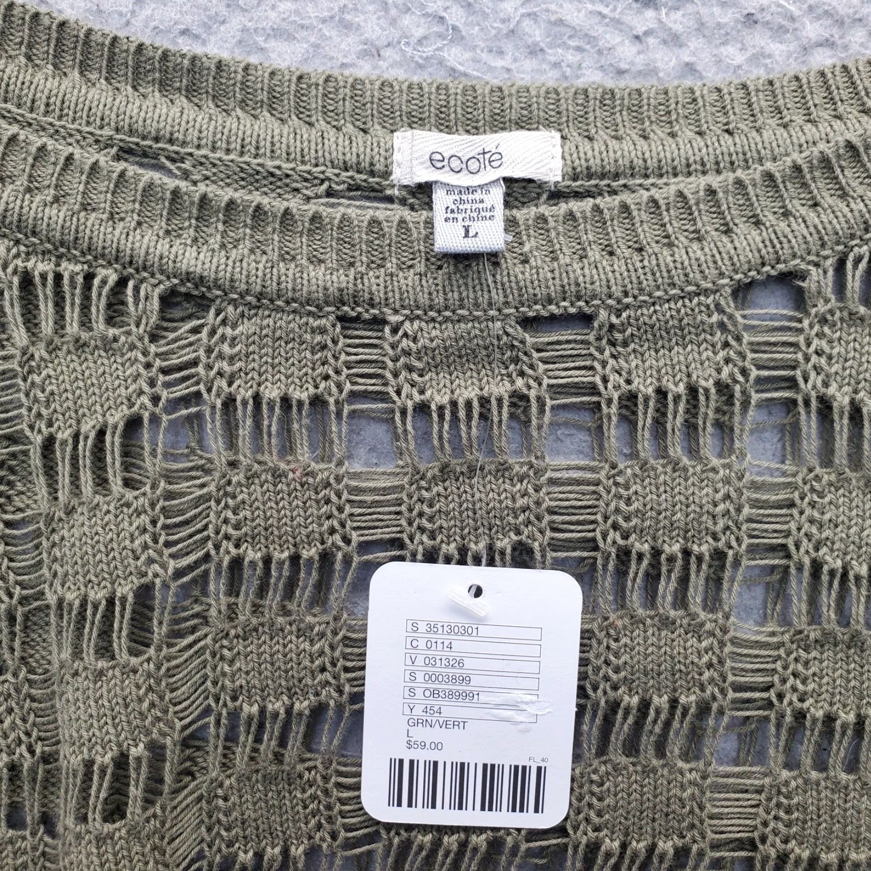 Vintage Ecote Womens Size L Green Cropped Open Knit Crochet Pullover Sweater Pullover Knit Casual Shirt Size L / US 10 / IT 46 - 5 Thumbnail