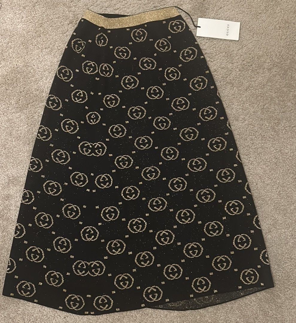 スカート Gucci Charcoal Wool Blend Skirt GG damier print silk skirt in beige and ebony | GUCCI® US
