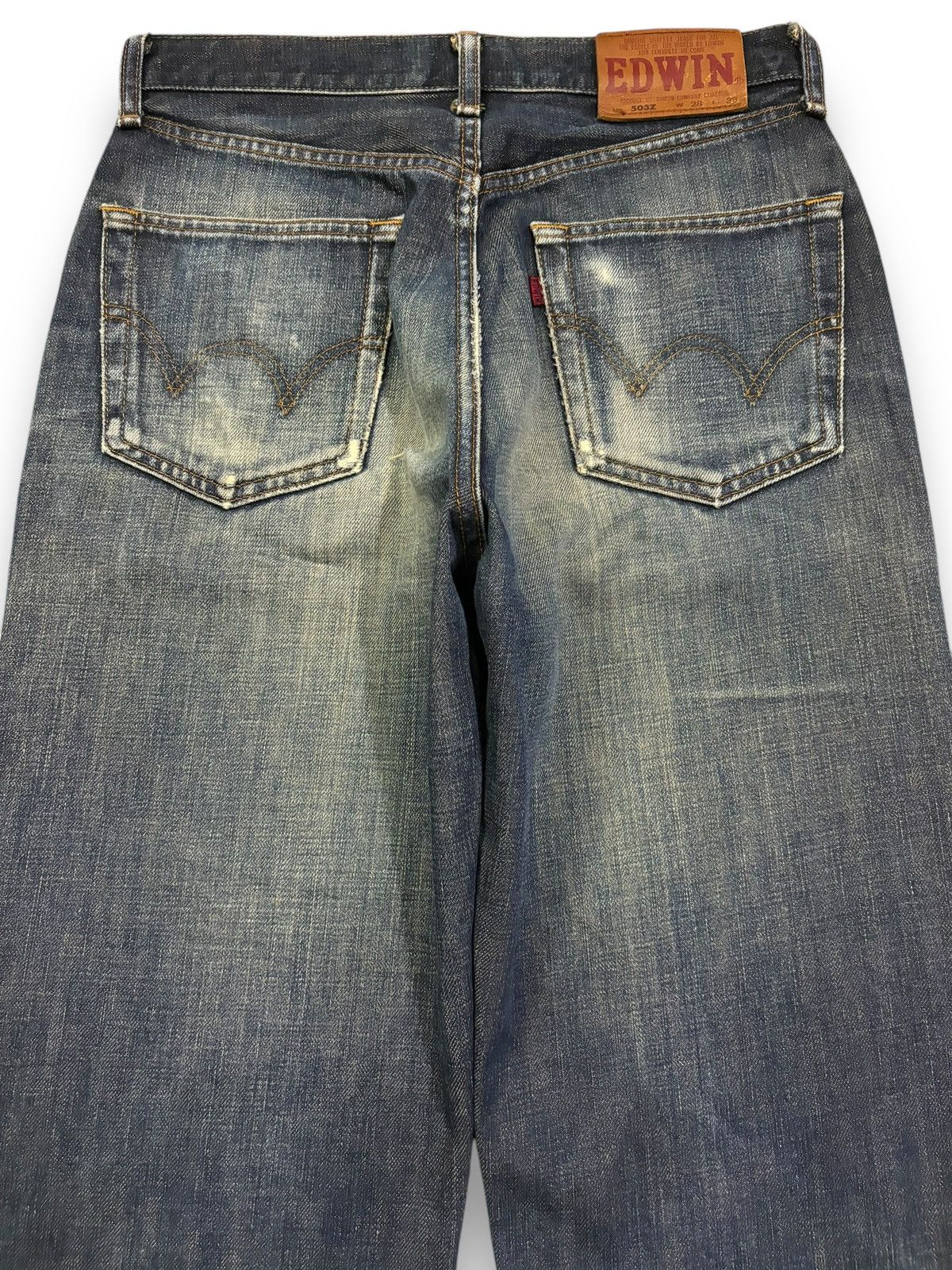 Edwin Vintage Edwin 503Z Dark Blue Wash Loose Fit Ripped Jeans Size US 28 / EU 44 - 12 Thumbnail