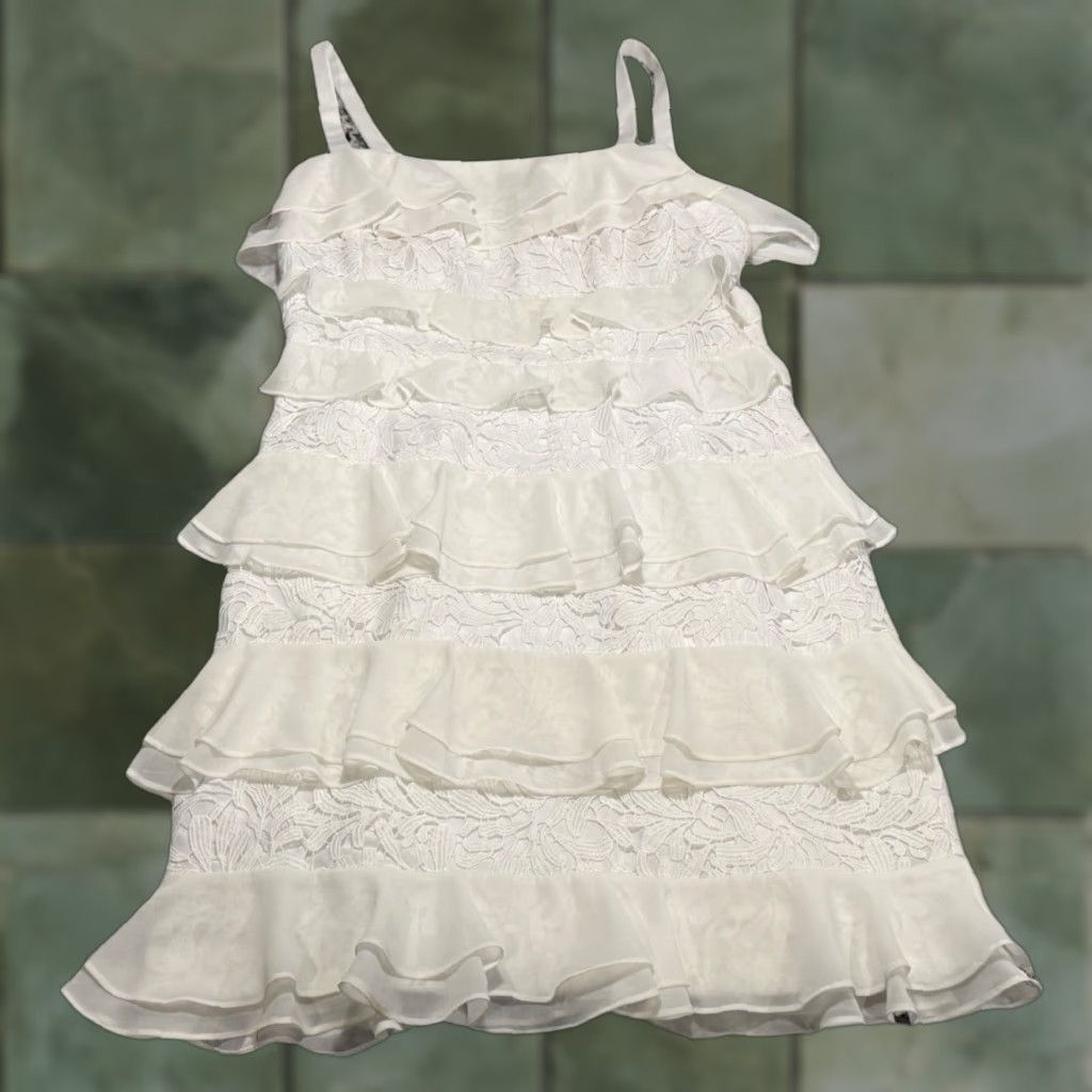 Lilly Pulitzer Lilly Pulitzer Dress Olive White Women's 10 Lace Ruffle Sleeveless Mini Size L / US 10 / IT 46 - 1 Thumbnail