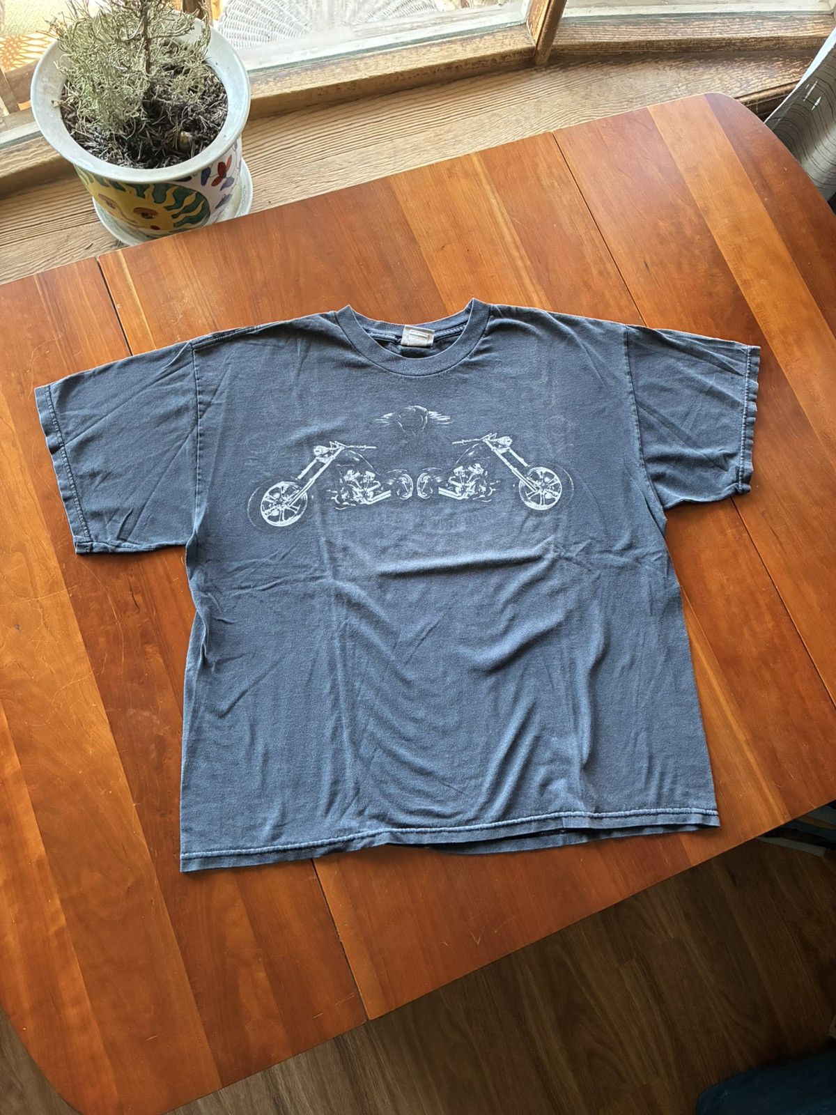Vintage Vintage y2k faded biker tee shirt Size US XL / EU 56 / 4 - 2 Thumbnail
