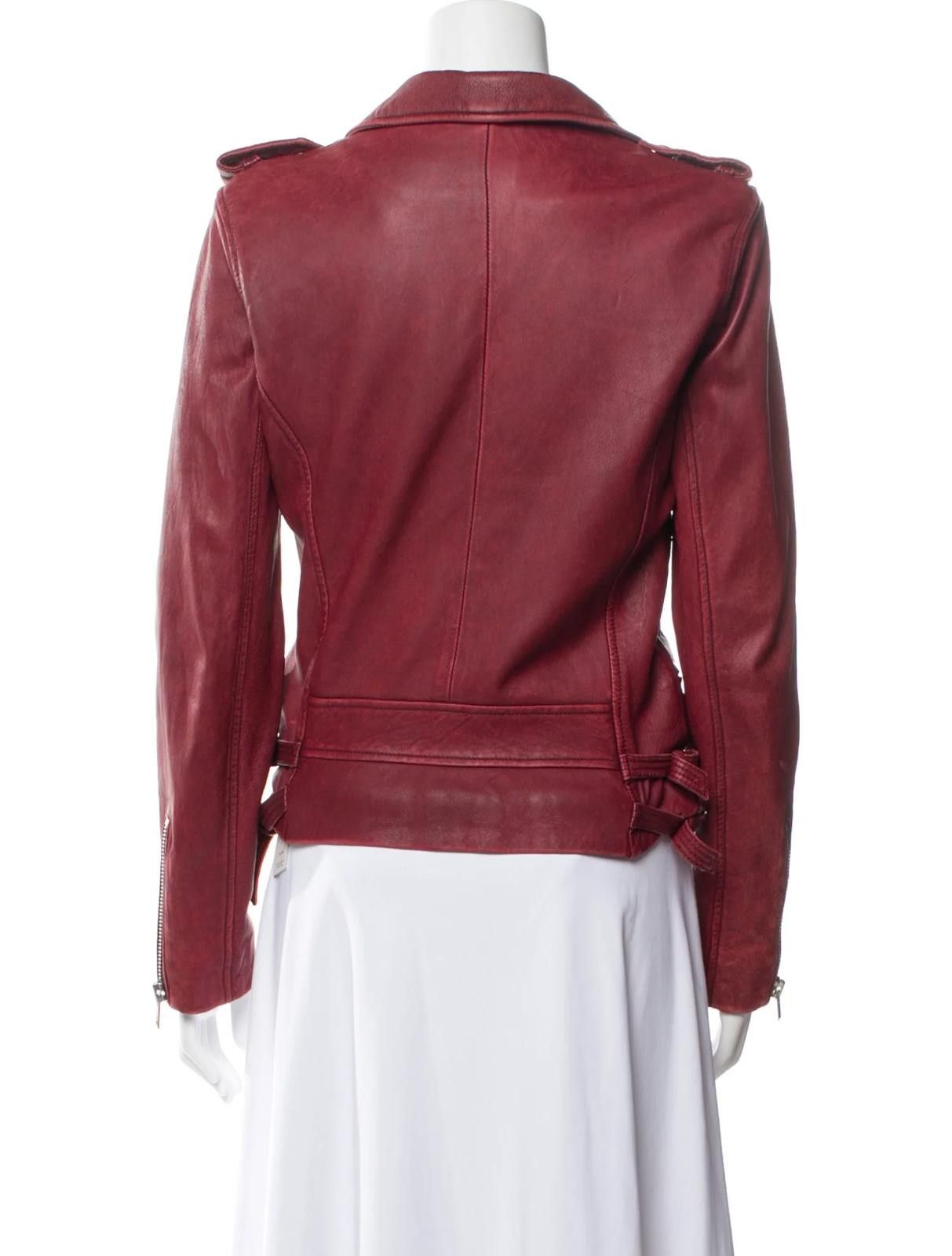 Iro Iro Lamb Leather Red Biker Jacket Size: S Size S / US 4 / IT 40 - 4 Thumbnail