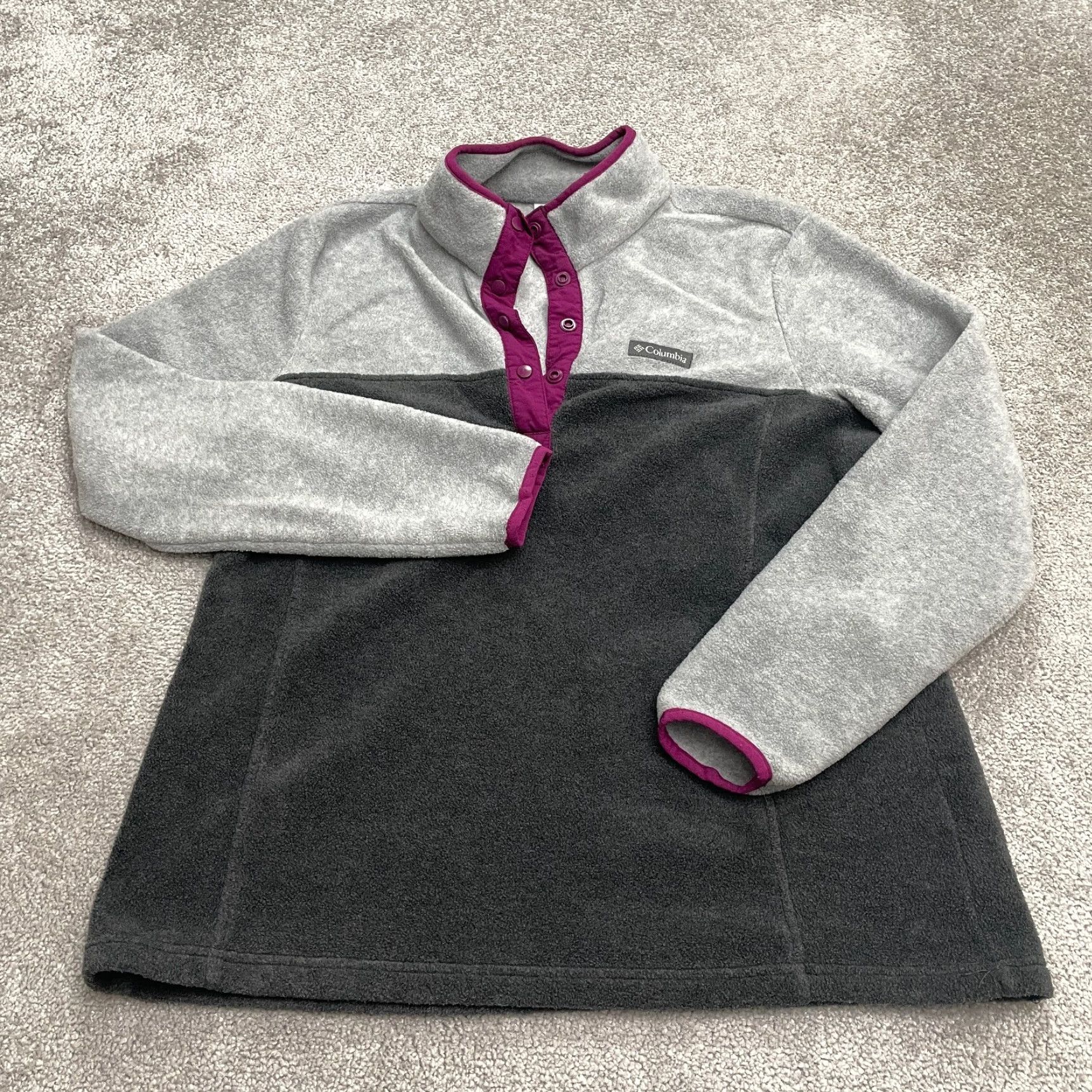 Vintage Columbia Campfire Jacket Womens XL Gray Black 1/4 Snap Button Outdoor Hiking Mid-Length Long Sleeve Regular Fit Fleece Lining Polyester Jacket/Coat Size XL / US 12-14 / IT 48-50 - 2 Thumbnail