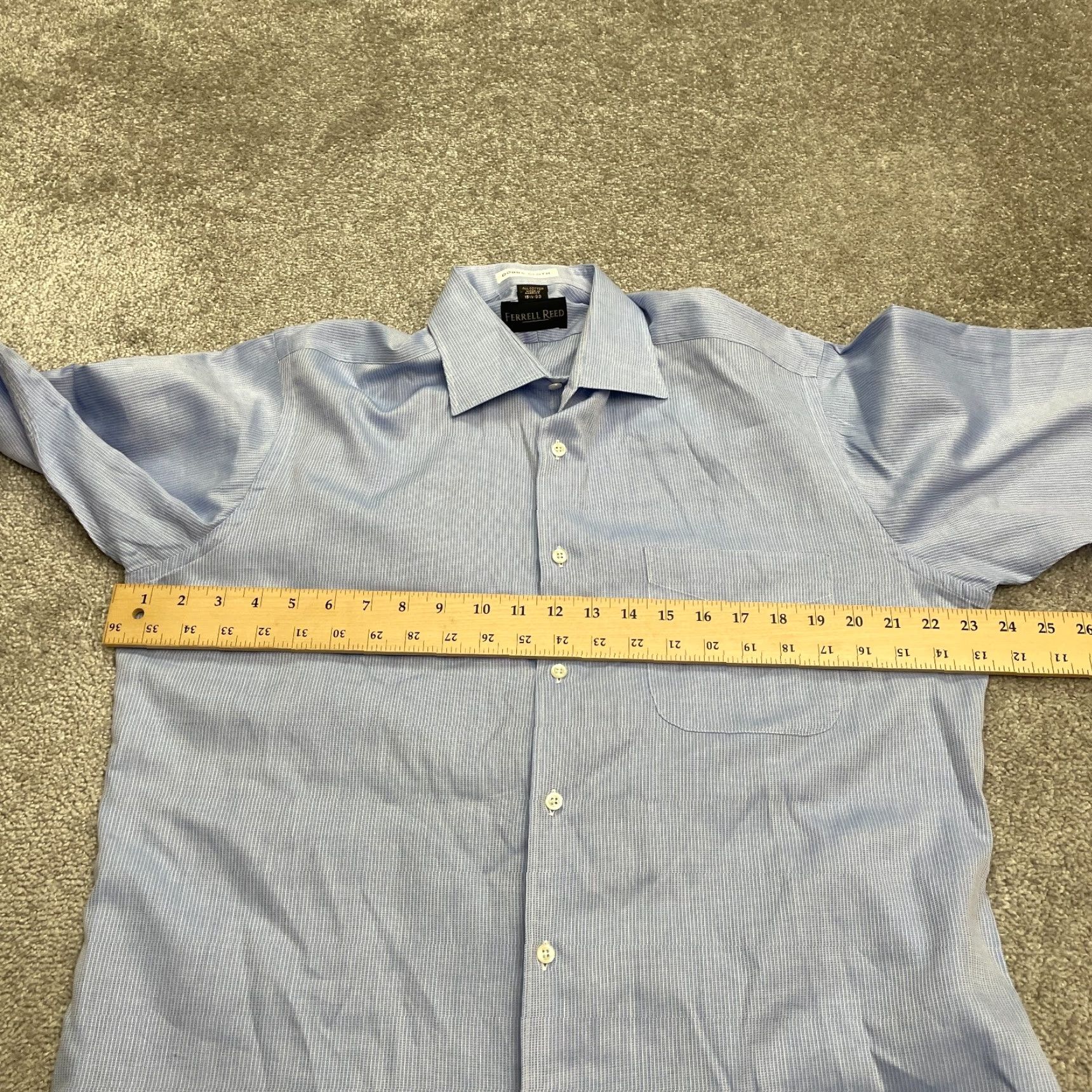 Vintage VINTAGE Ferrell Reed Dobbs Cloth Dress Shirt Men 15.5 Blue Pinstripe Cotton 34in Regular Mens Size 40R - 7 Thumbnail