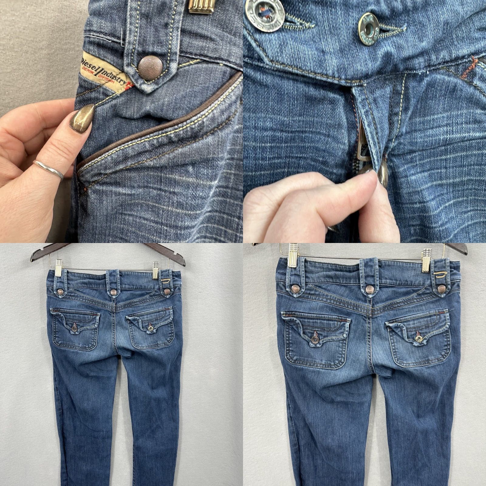 Diesel Diesel Industry Jeans Womens 29 Blue Moonie Straight Crop Back Flap 5-Pocket Design Cottagecore y2k Size 29" - 8 Thumbnail