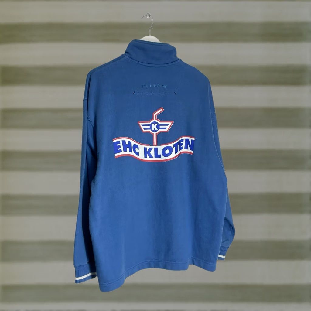 Nike Vintage Nike EHC Kloten 1/4 Zip Sweatshirt Blue Mens Pullover Size US L / EU 52-54 / 3 - 1 Thumbnail