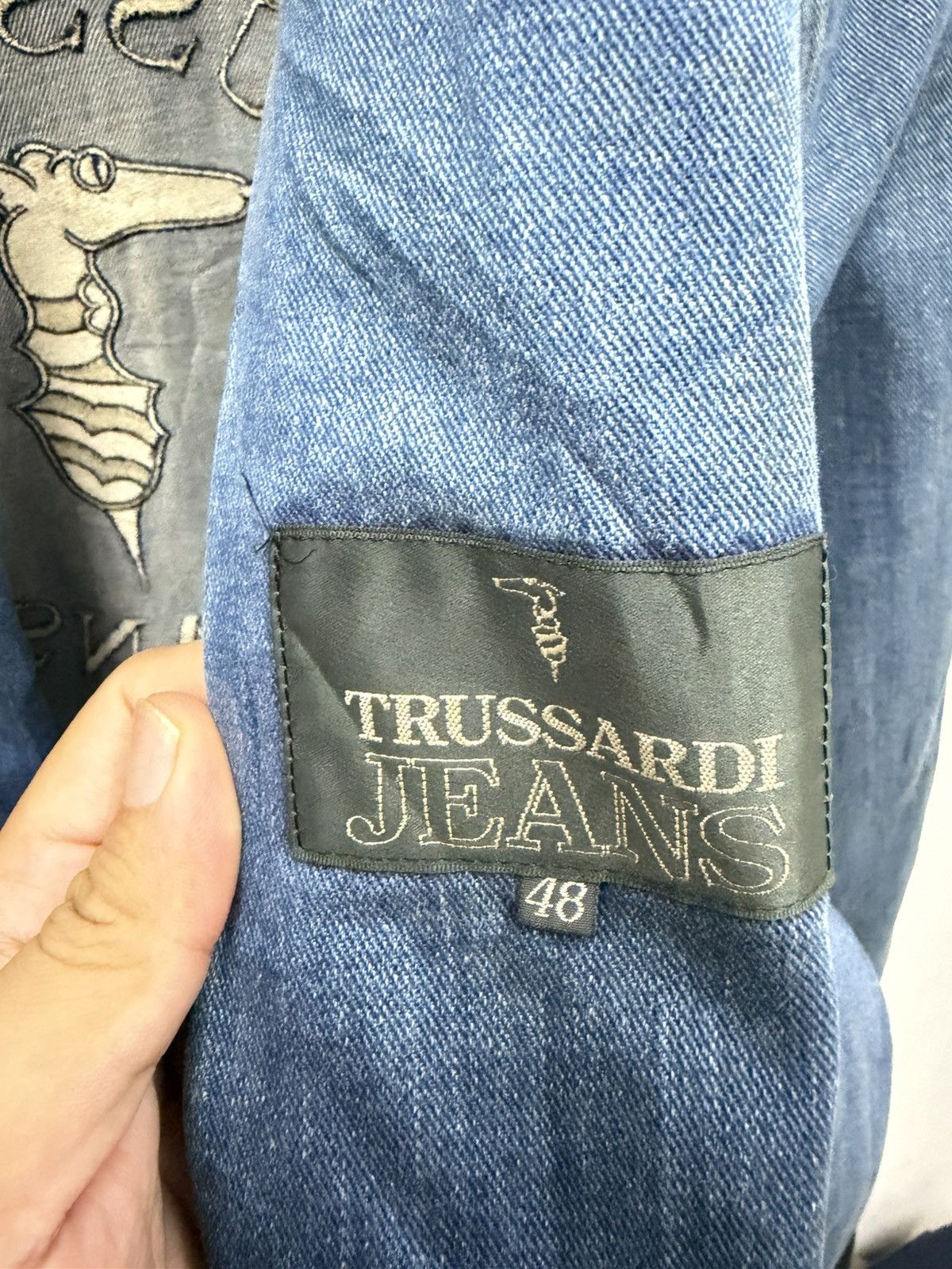 Trussardi Vintage Trussardi Jeans Big Logo Denim Jacket Size US M / EU 48-50 / 2 - 8 Thumbnail