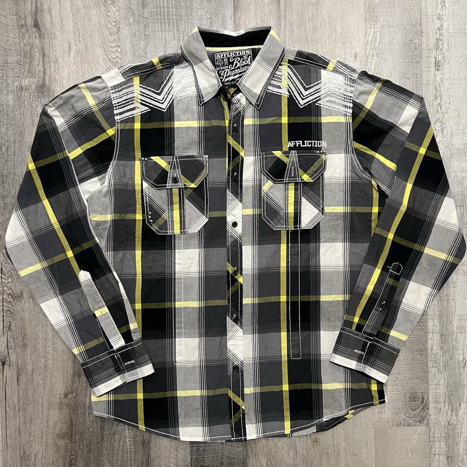 Affliction Affliction Black Premium Buckle Plaid Button Up Shirt Large Size US L / EU 52-54 / 3 - 1 Thumbnail