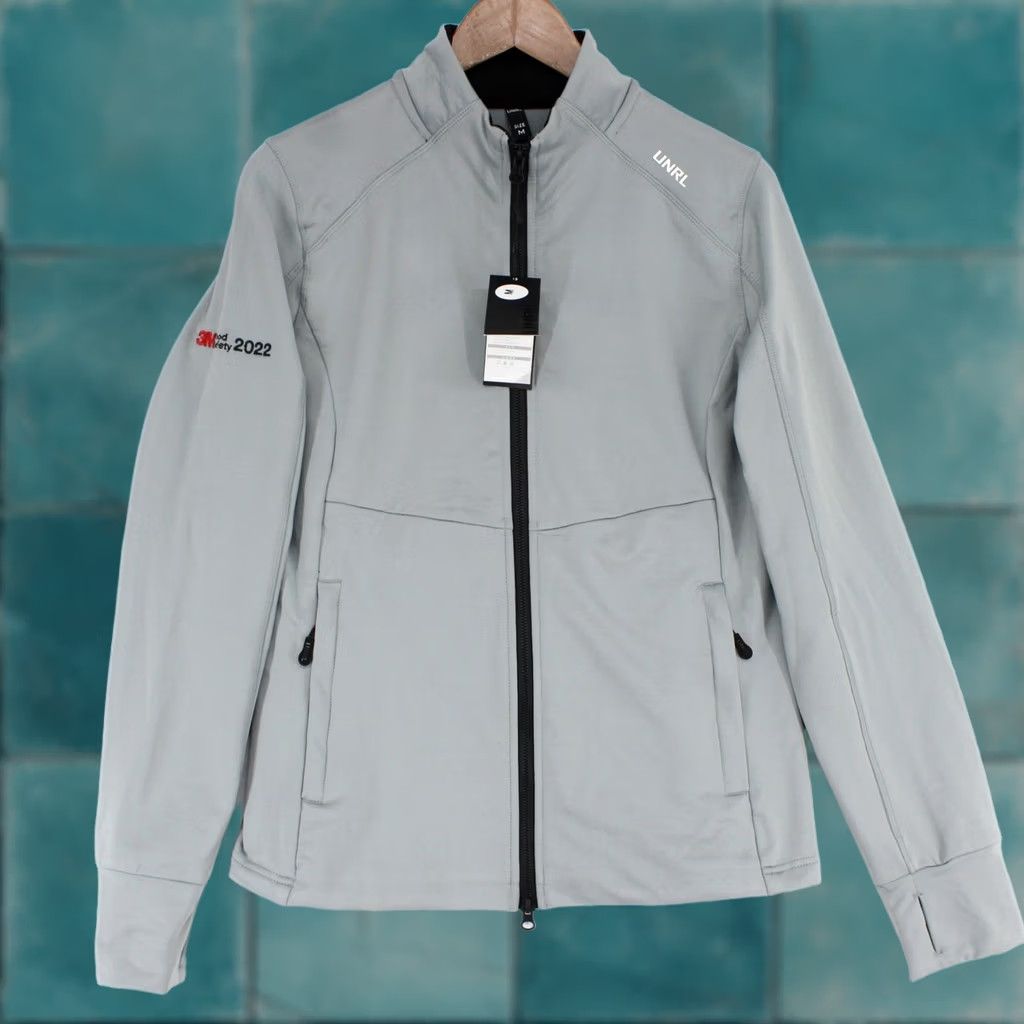 Vintage UNRL Transition Jacket Womens M Gray Full Zip Thumbholes Fleece Lined LOGO* Size M / US 6-8 / IT 42-44 - 1 Thumbnail