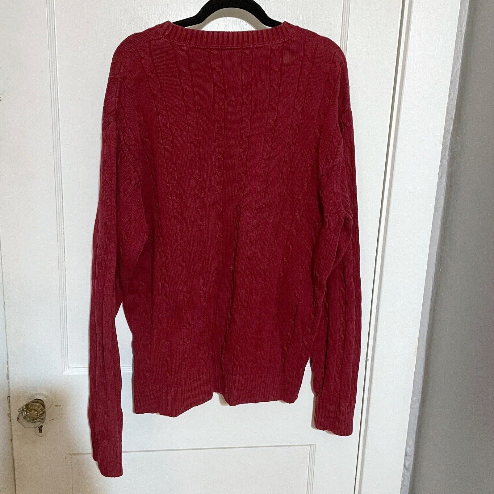 Tommy Hilfiger Tommy Hilfiger Mens Sweater Size L Red Cable Knit Burgundy Size XL / US 12-14 / IT 48-50 - 7 Thumbnail