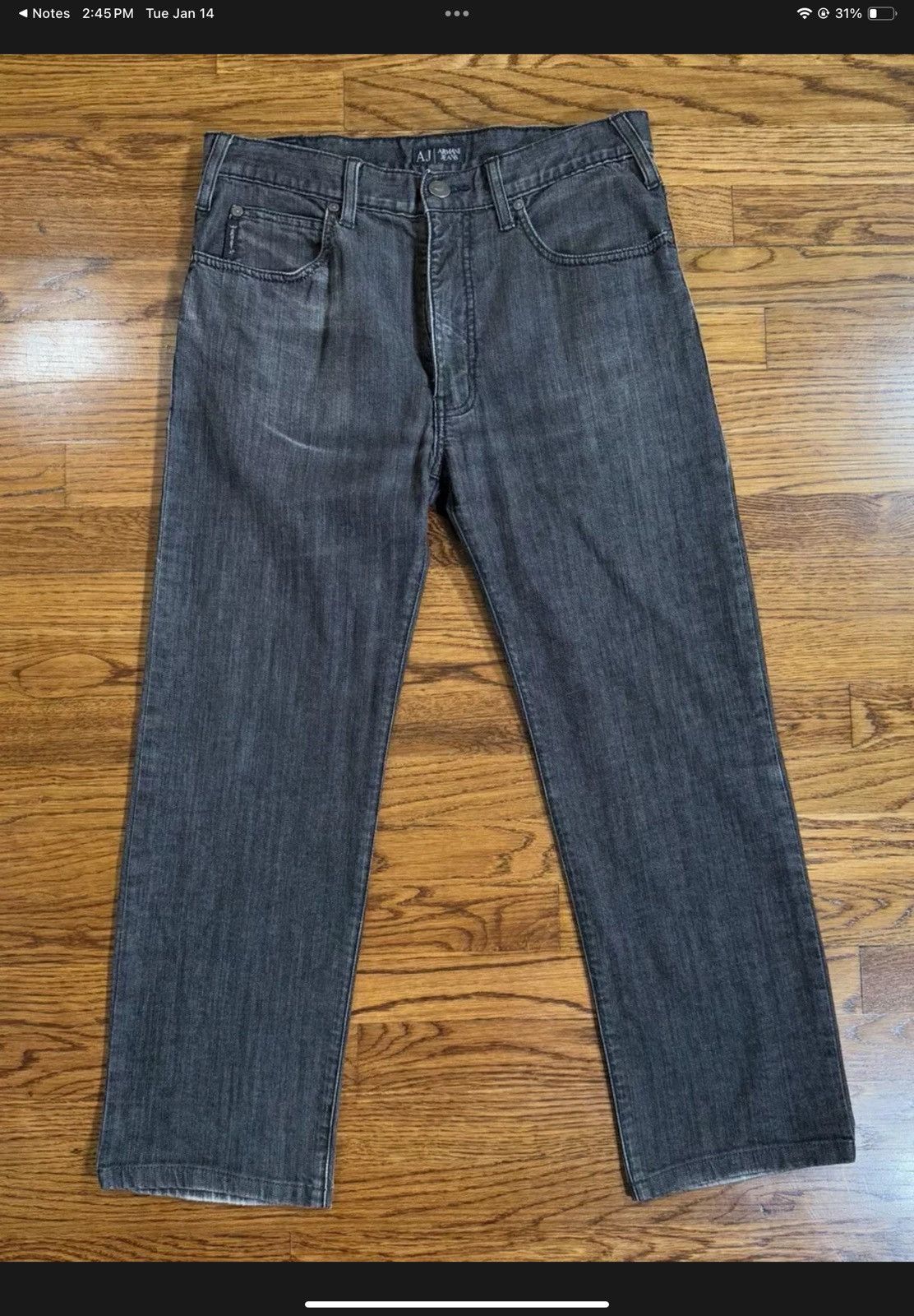 Armani Armani Jeans Men Black Straight Leg 31x31 Size US 31 - 1 Thumbnail