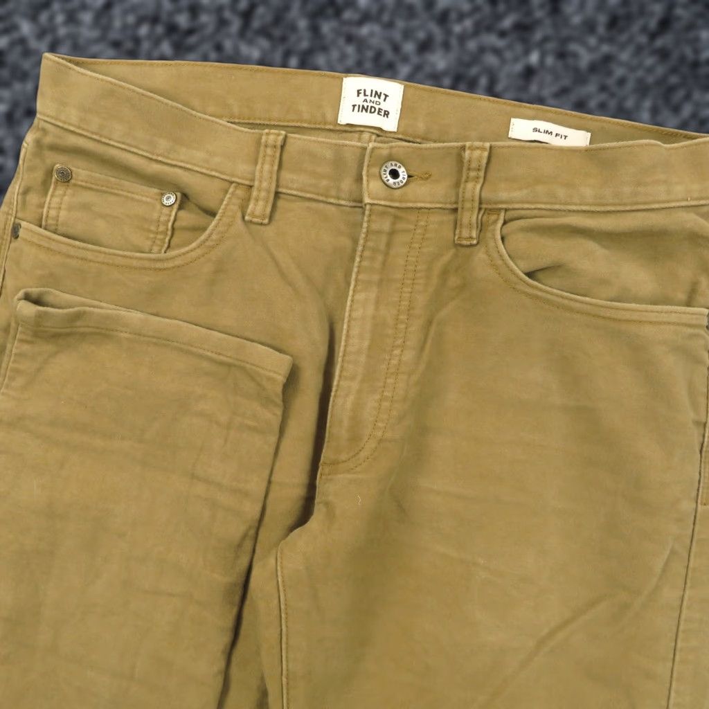Flint And Tinder Flint And Tinder Pant 31x32 Slim 365 Khaki Earth Brown City Style Chino Jeans Men Regular Slim Fit 5-Pocket Tapered Brown Mens Size US 31 - 1 Thumbnail