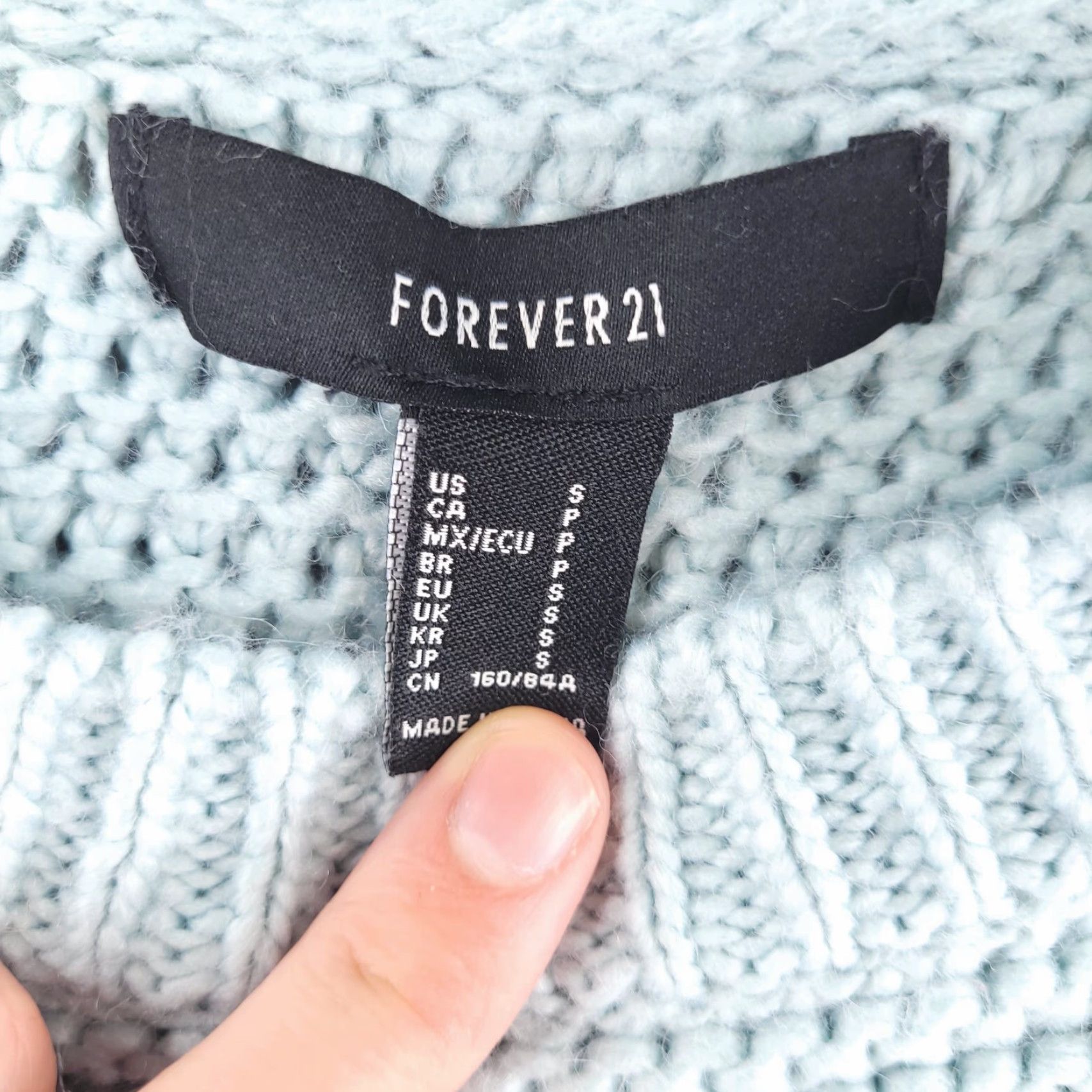 Forever 21 FOREVER 21 Sweater Shirt Womens Small Blue Green Mint Knit Solid Pullover Long Sleeve Vintage No Size S / US 4 / IT 40 - 3 Thumbnail