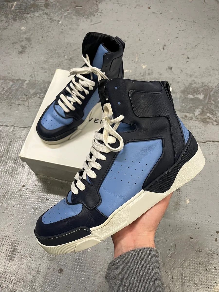 Givenchy Givenchy Navy Blue Leather High-Top Sneaker Boots Size US 11 / EU 44 - 1 Thumbnail