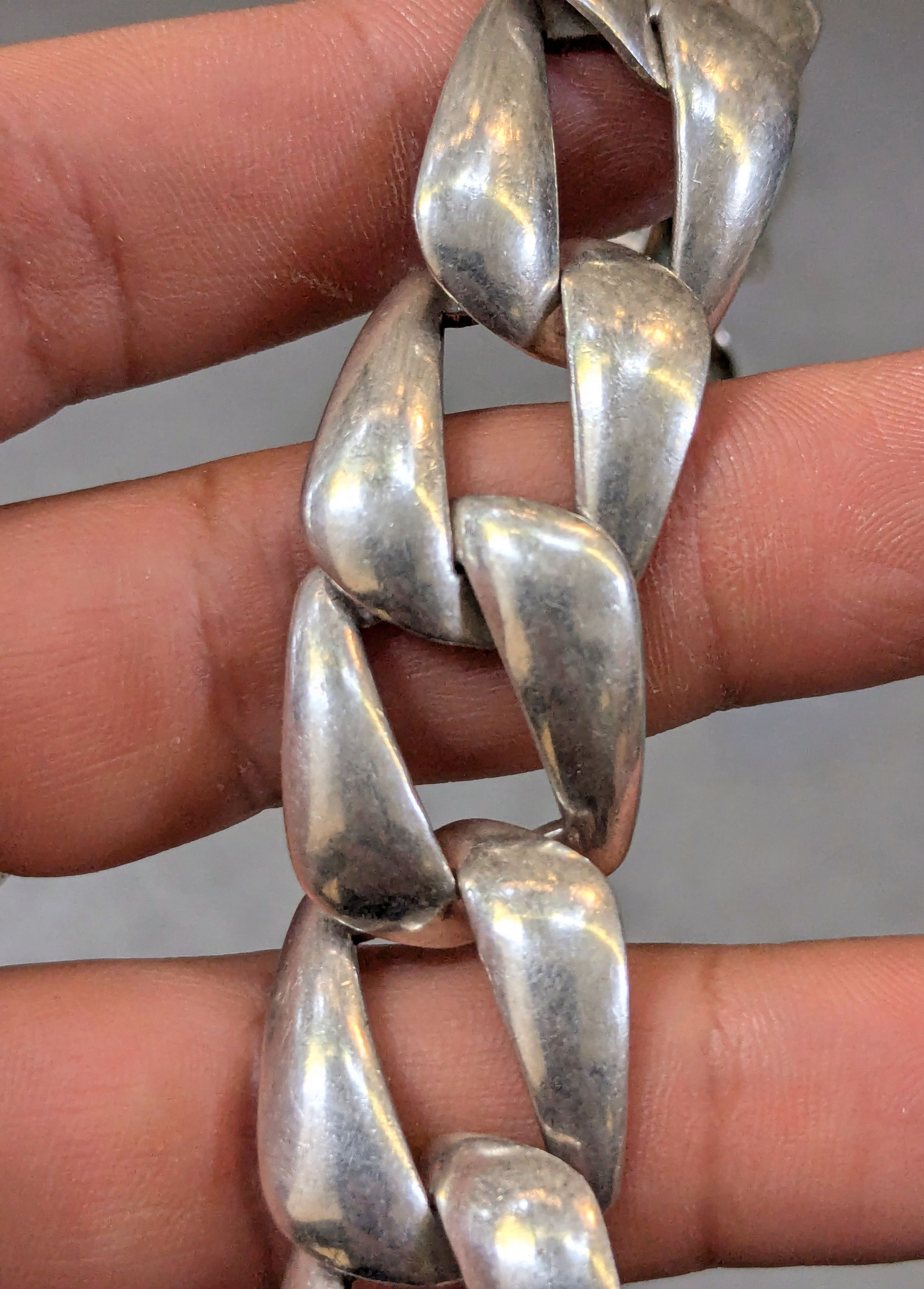 Jewelry Vintage Sterling Silver Bracelet Cuban Curb 8.25 Mexico Size ONE SIZE - 17 Thumbnail