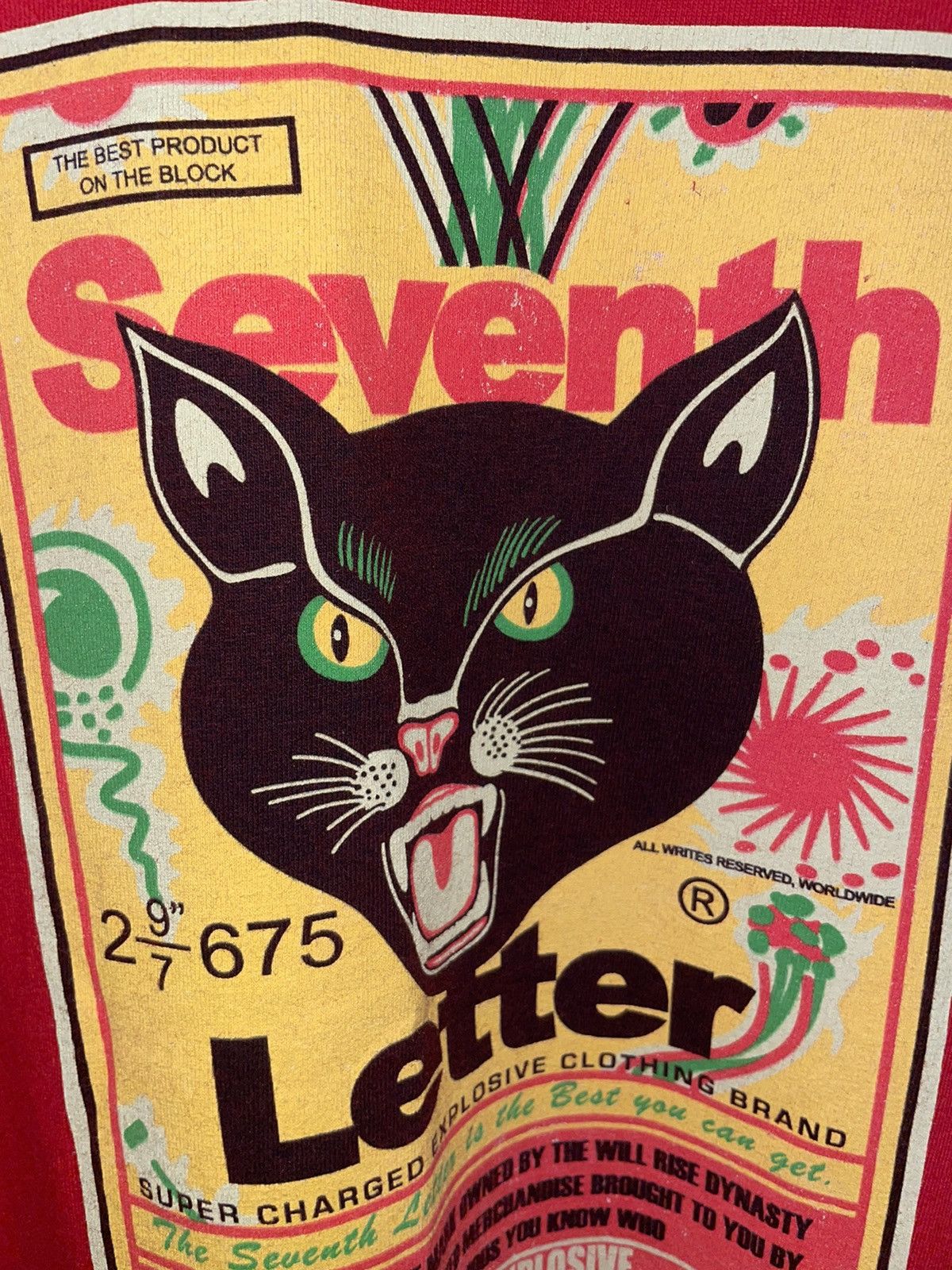 The Seventh Letter The Seventh Letter Black Cat VTG Red T shirt Size US L / EU 52-54 / 3 - 6 Thumbnail
