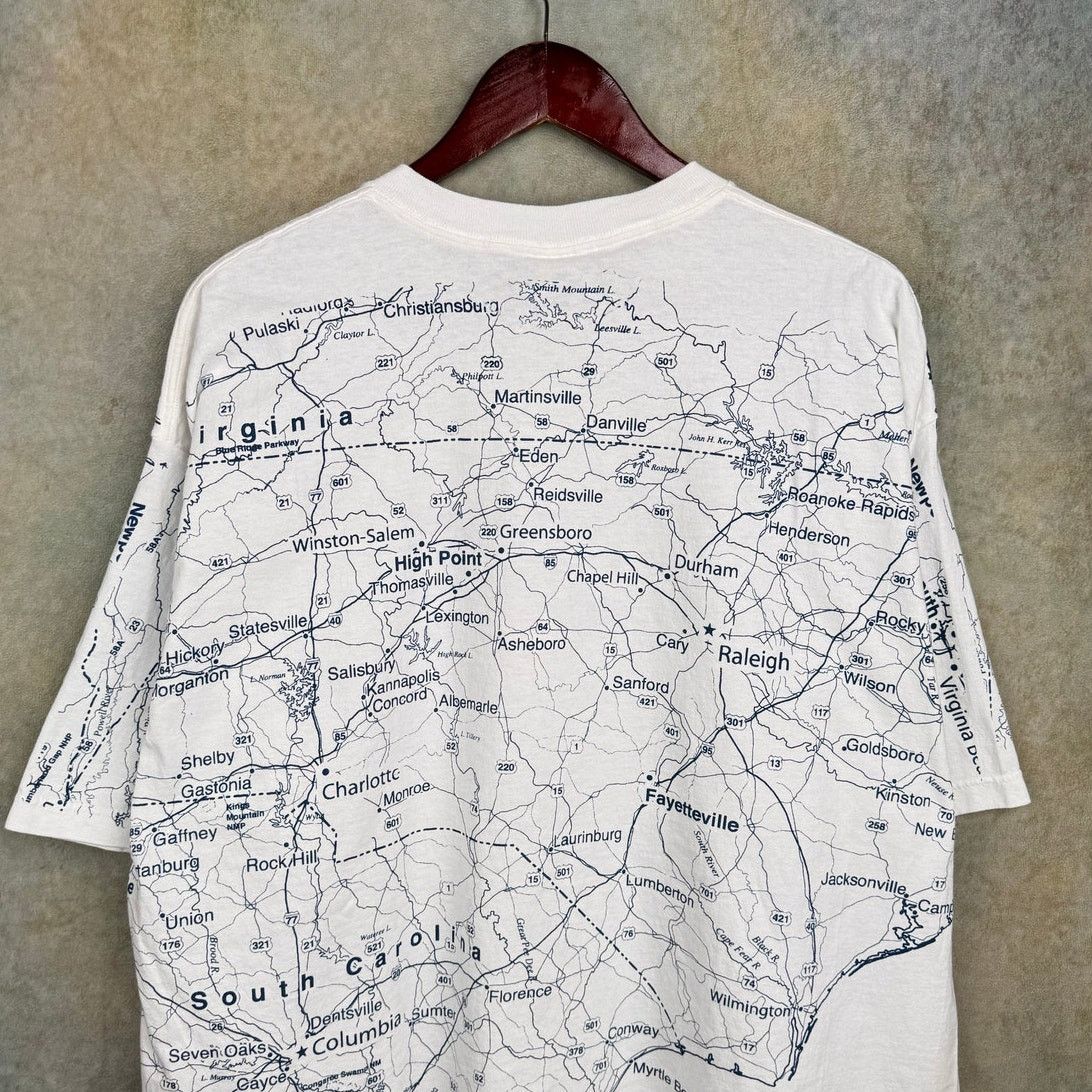 Vintage VTG 90s North Carolina Map AOP T Shirt XXL Size US XXL / EU 58 / 5 - 6 Thumbnail