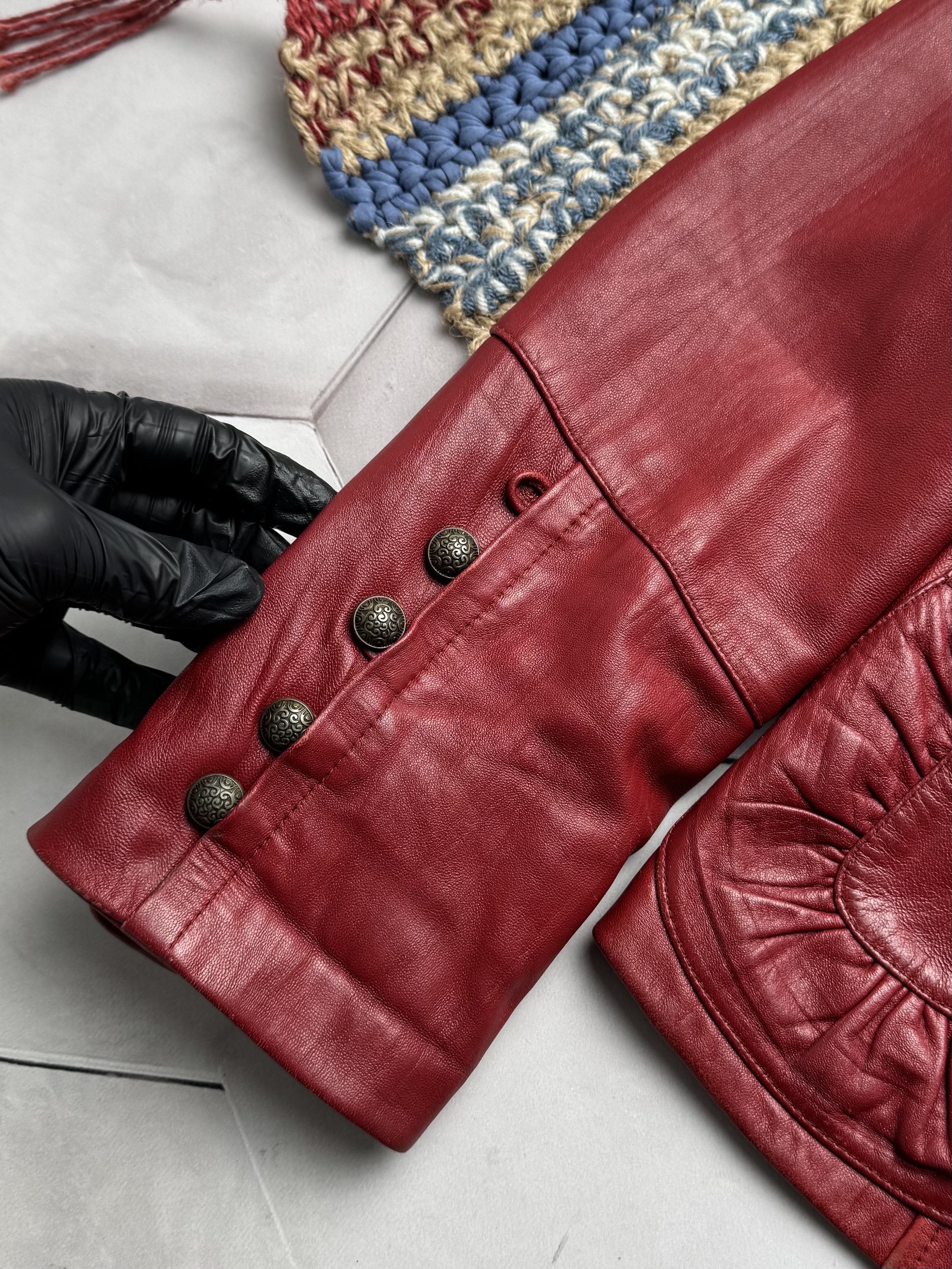 Vintage Vintage Red Leather Jacket Zip Up Fitted Y2K Style (E4) Size S / US 4 / IT 40 - 3 Thumbnail