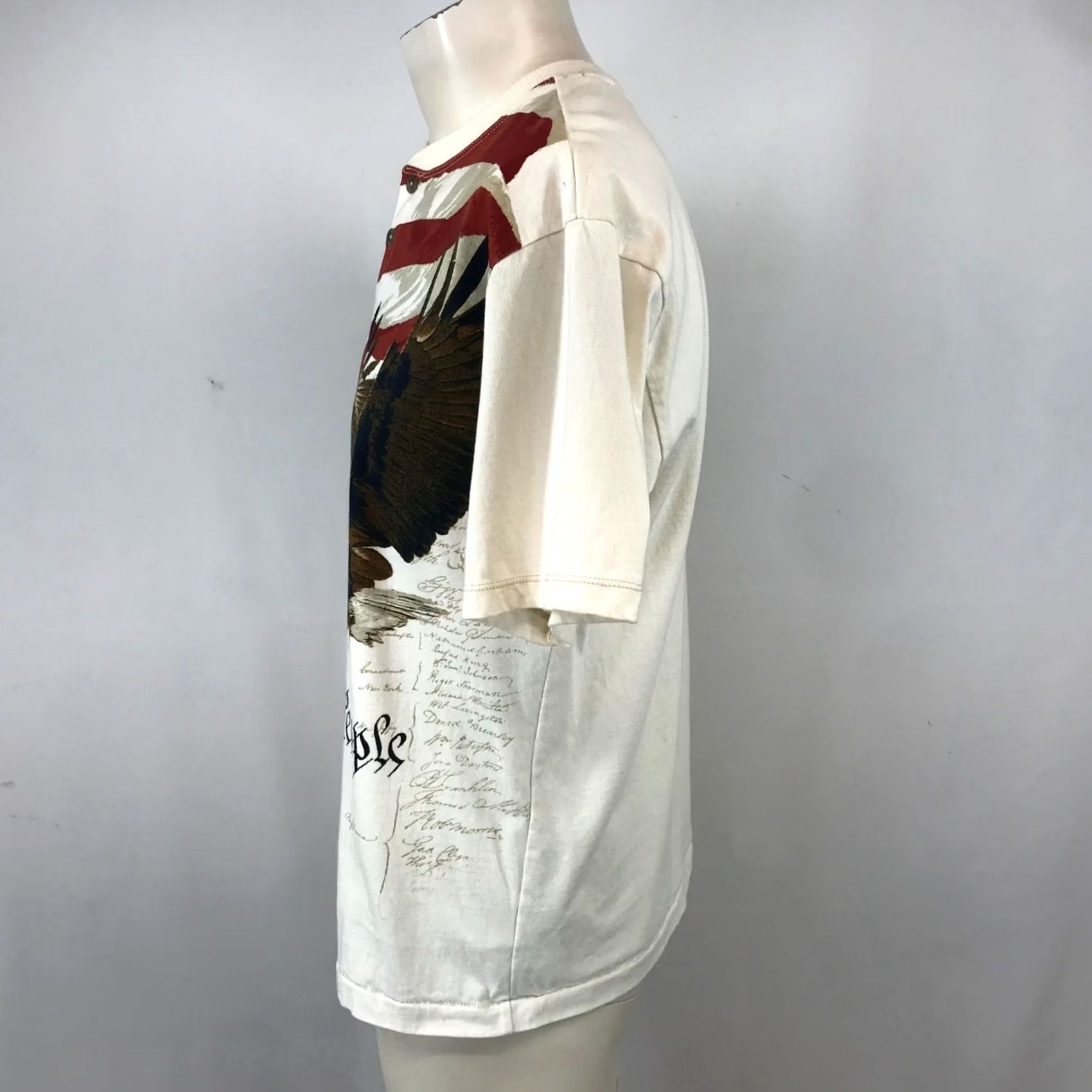 Vintage AMERICAN LEGACY Shirt Mens Medium CREAM Short Sleeve Crew Neck AMERICAN FLAG Size US M / EU 48-50 / 2 - 4 Thumbnail